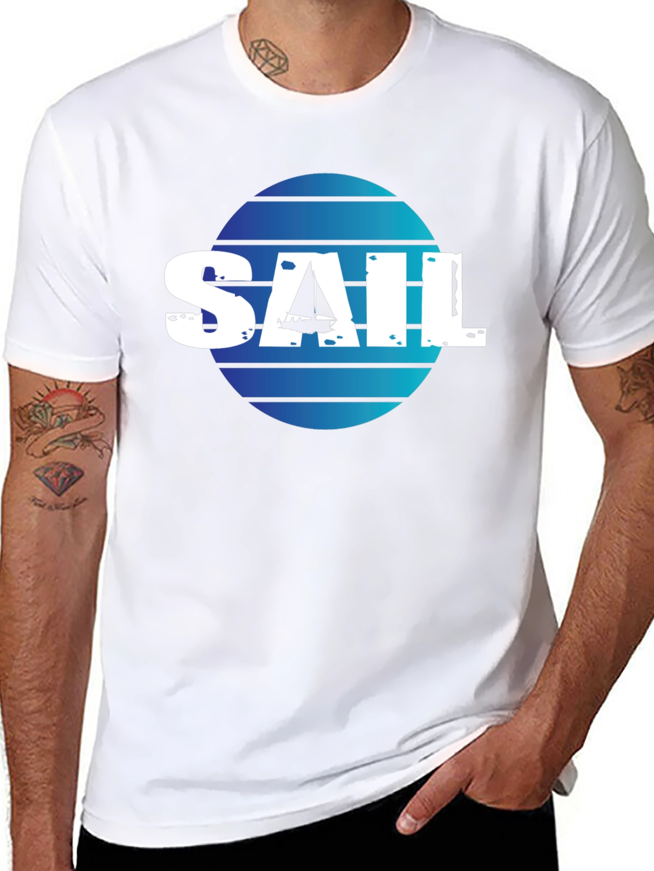 Sailboat Graphic Tee - Black Cotton T-Shirt