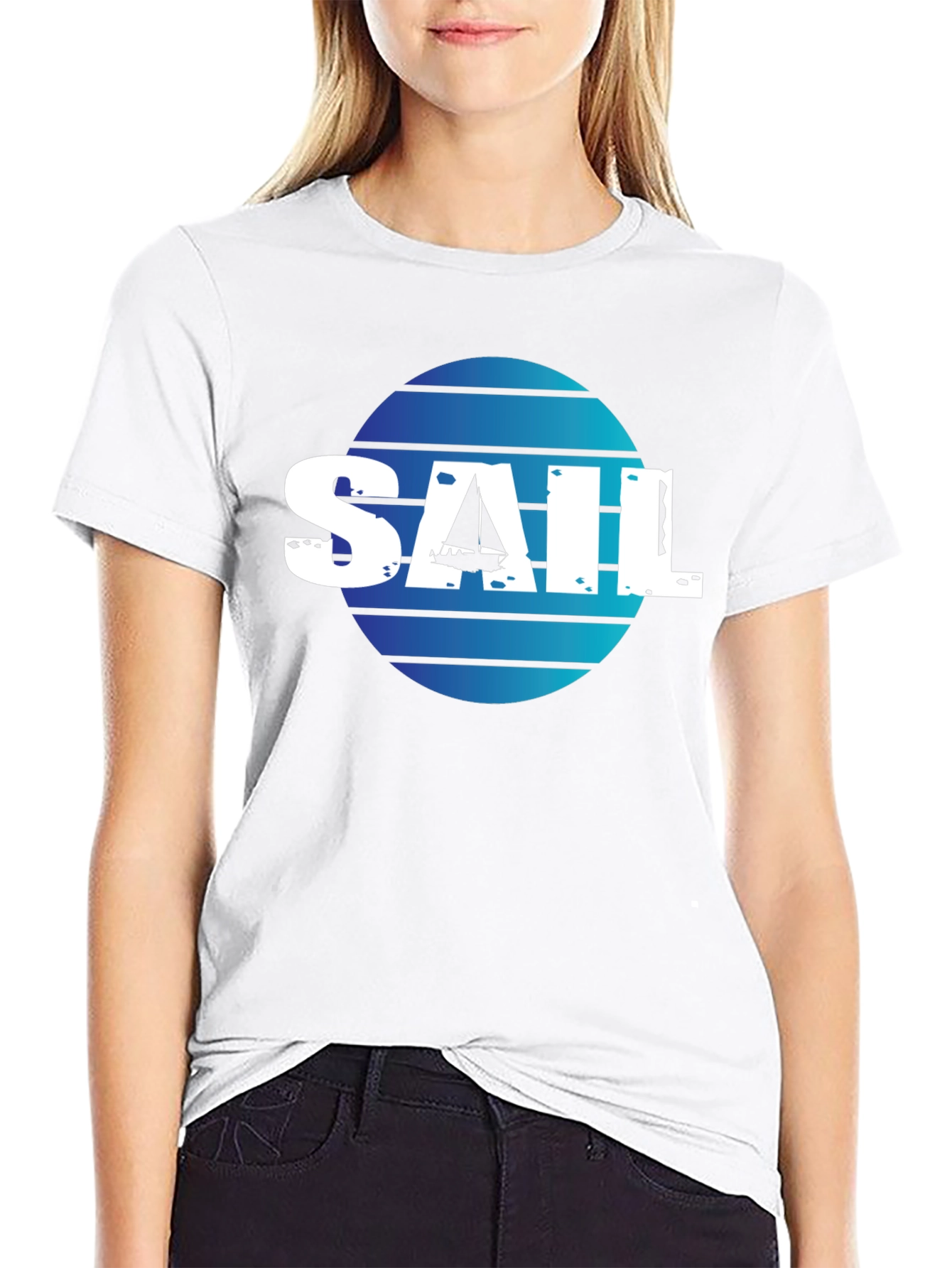 Sailboat Graphic Tee - Black Cotton T-Shirt