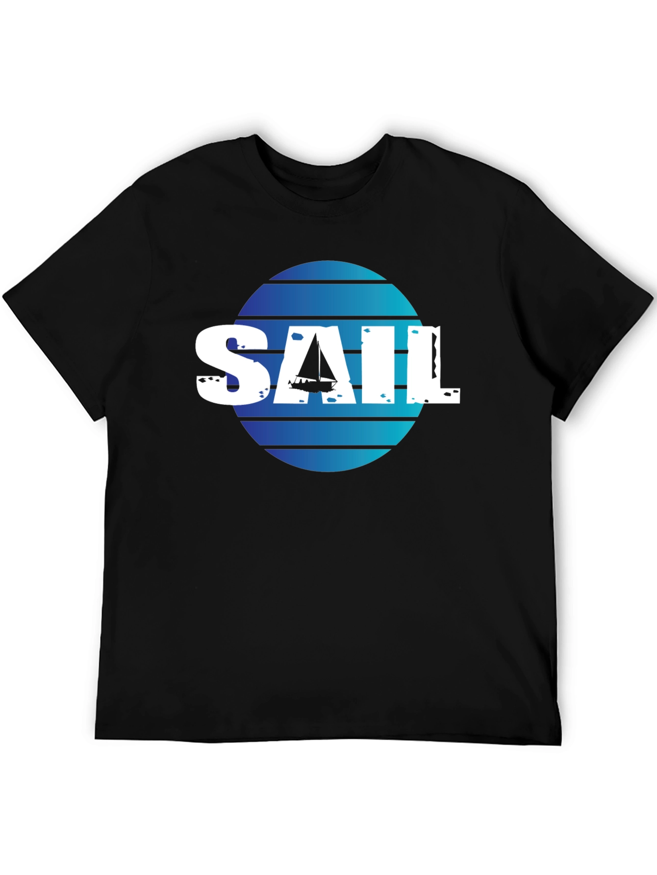 Sailboat Graphic Tee - Black Cotton T-Shirt