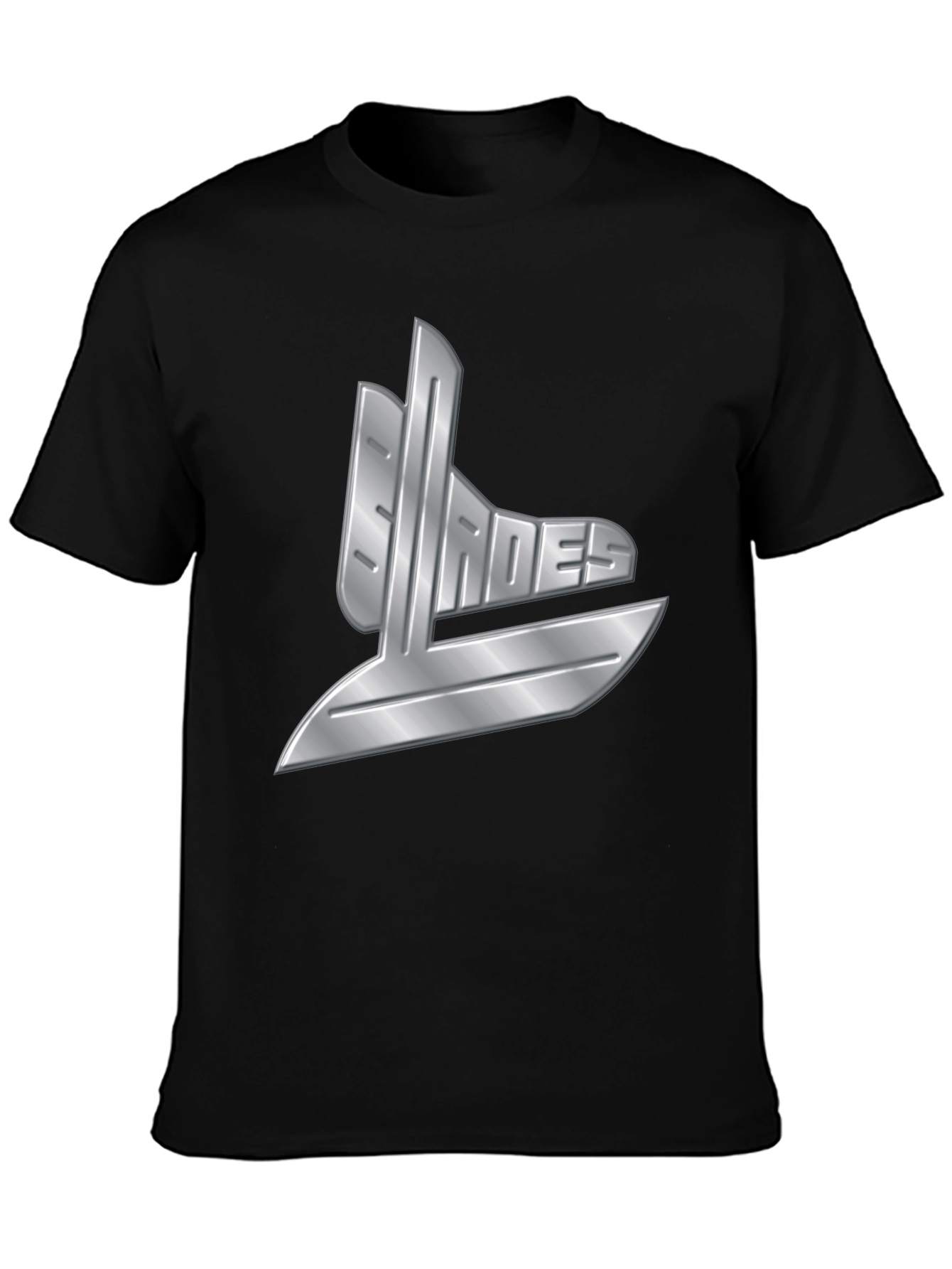 Mens Black T-Shirt with Silver Graphic Design