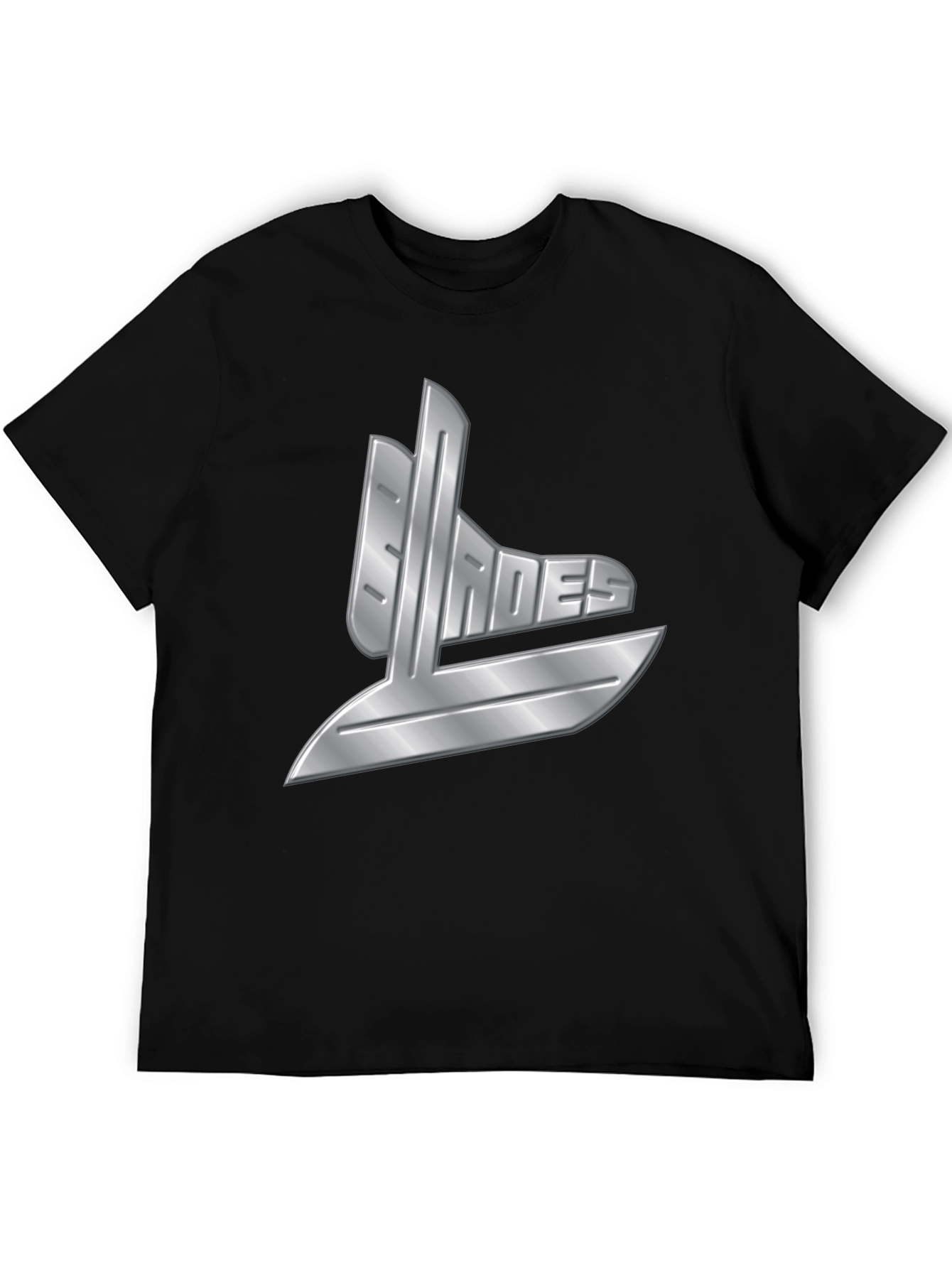 Mens Black T-Shirt with Silver Graphic Design