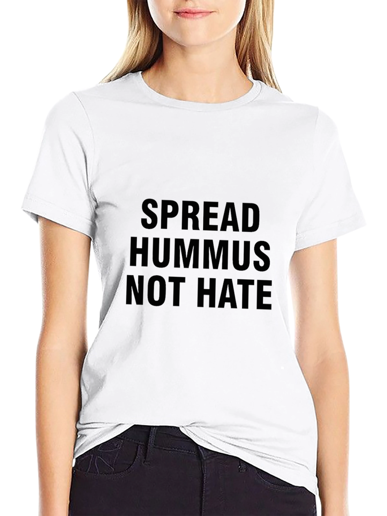 Spread Hummus Not Hate Graphic Tee - Black