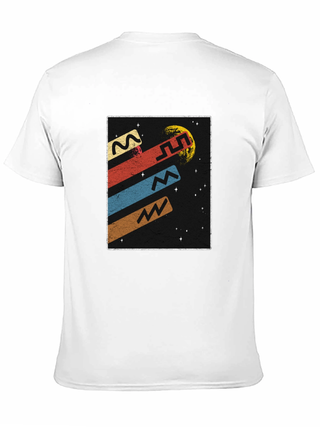 Retro Space Graphic Tee - Black Cotton T-Shirt