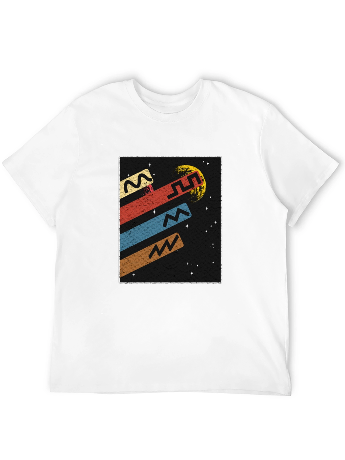 Retro Space Graphic Tee - Black Cotton T-Shirt