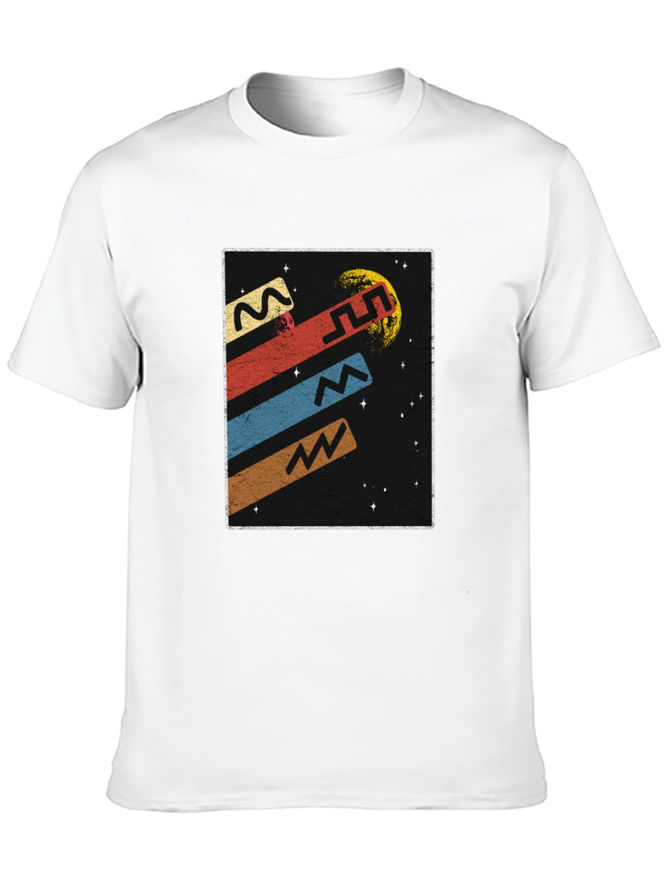 Retro Space Graphic Tee - Black Cotton T-Shirt