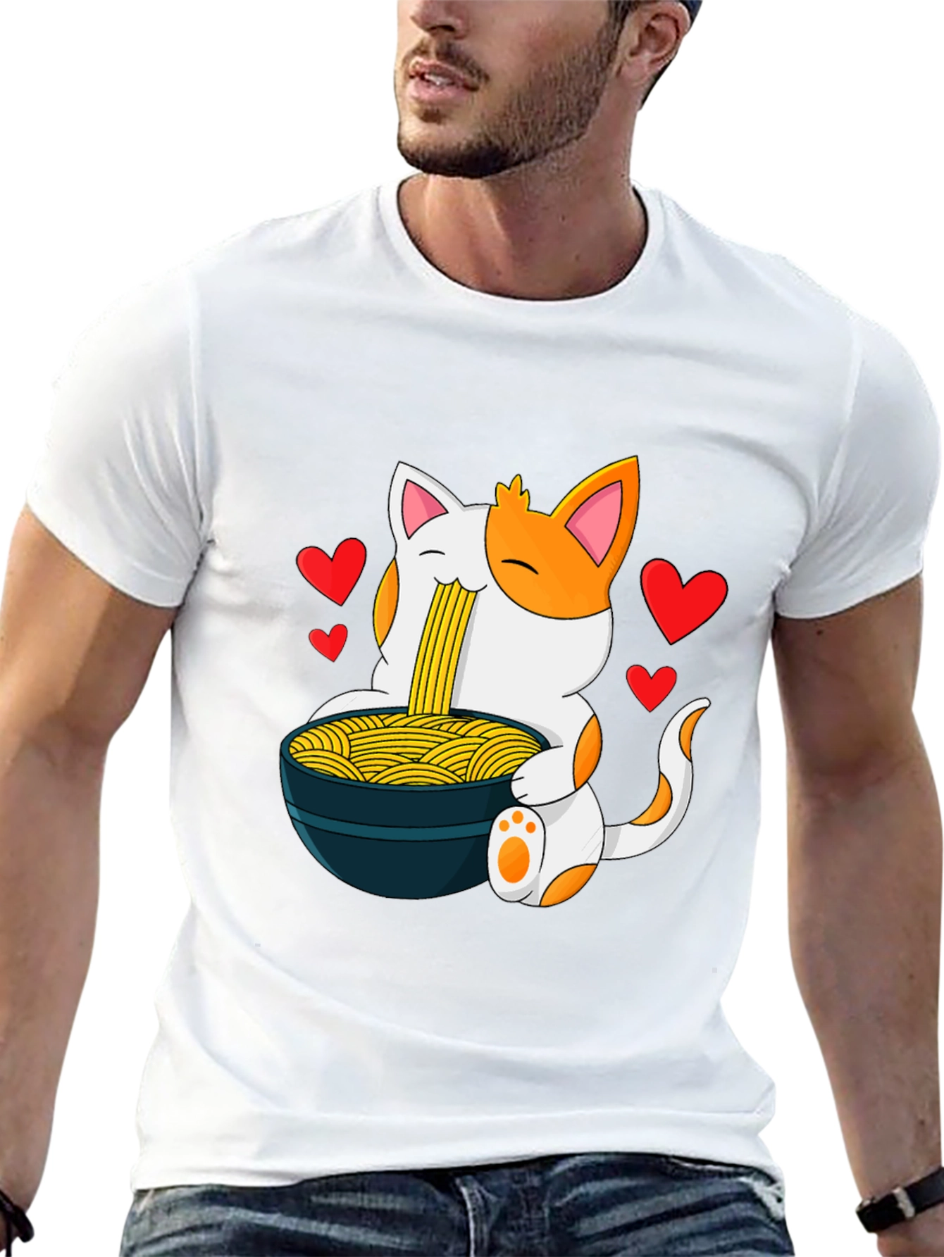 Ramen Cat Graphic T-Shirt - Cute Anime Style Tee