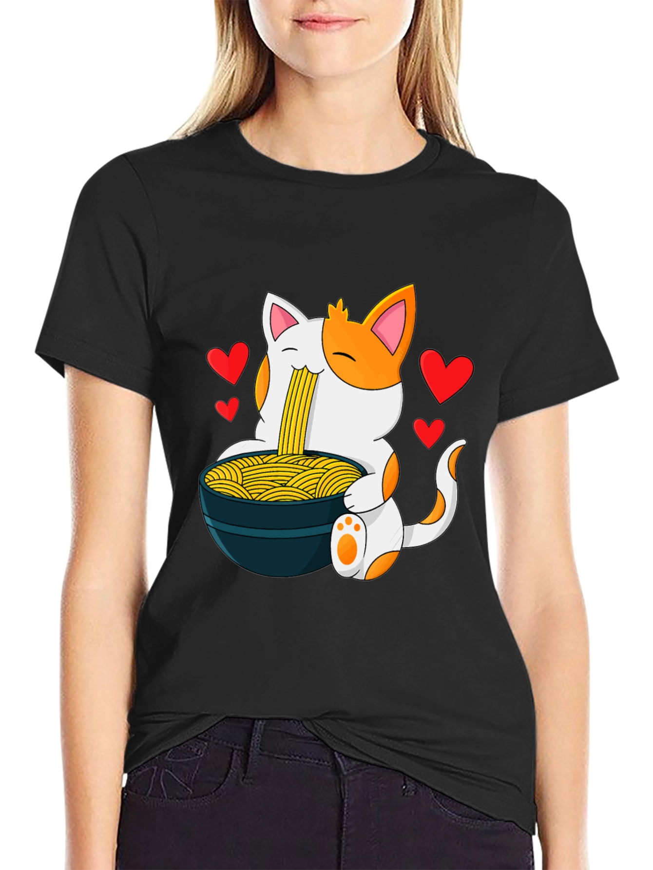 Ramen Cat Graphic T-Shirt - Cute Anime Style Tee