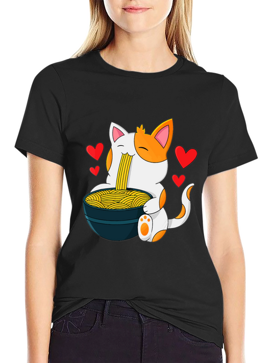 Ramen Cat Graphic T-Shirt - Cute Anime Style Tee