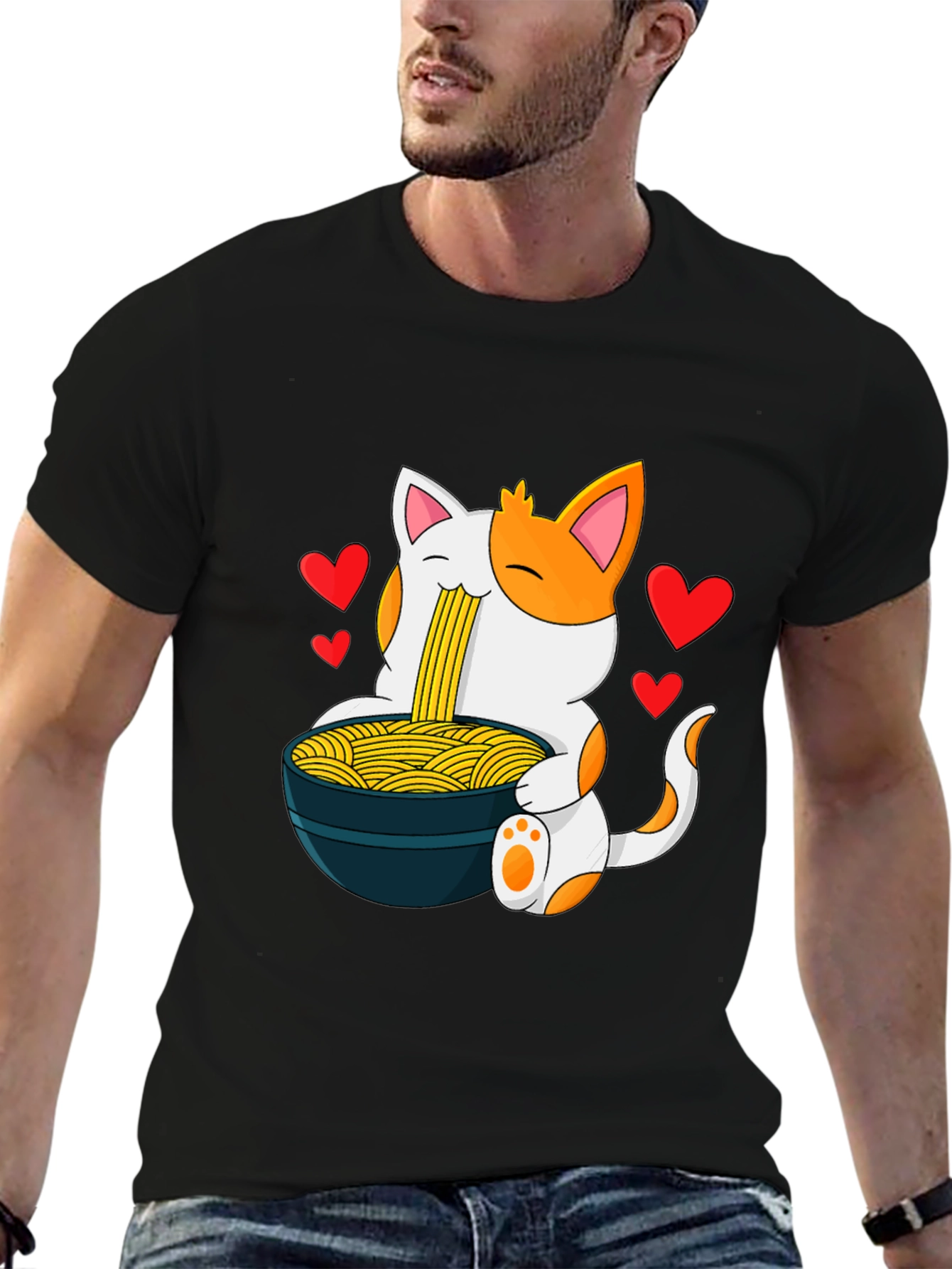 Ramen Cat Graphic T-Shirt - Cute Anime Style Tee