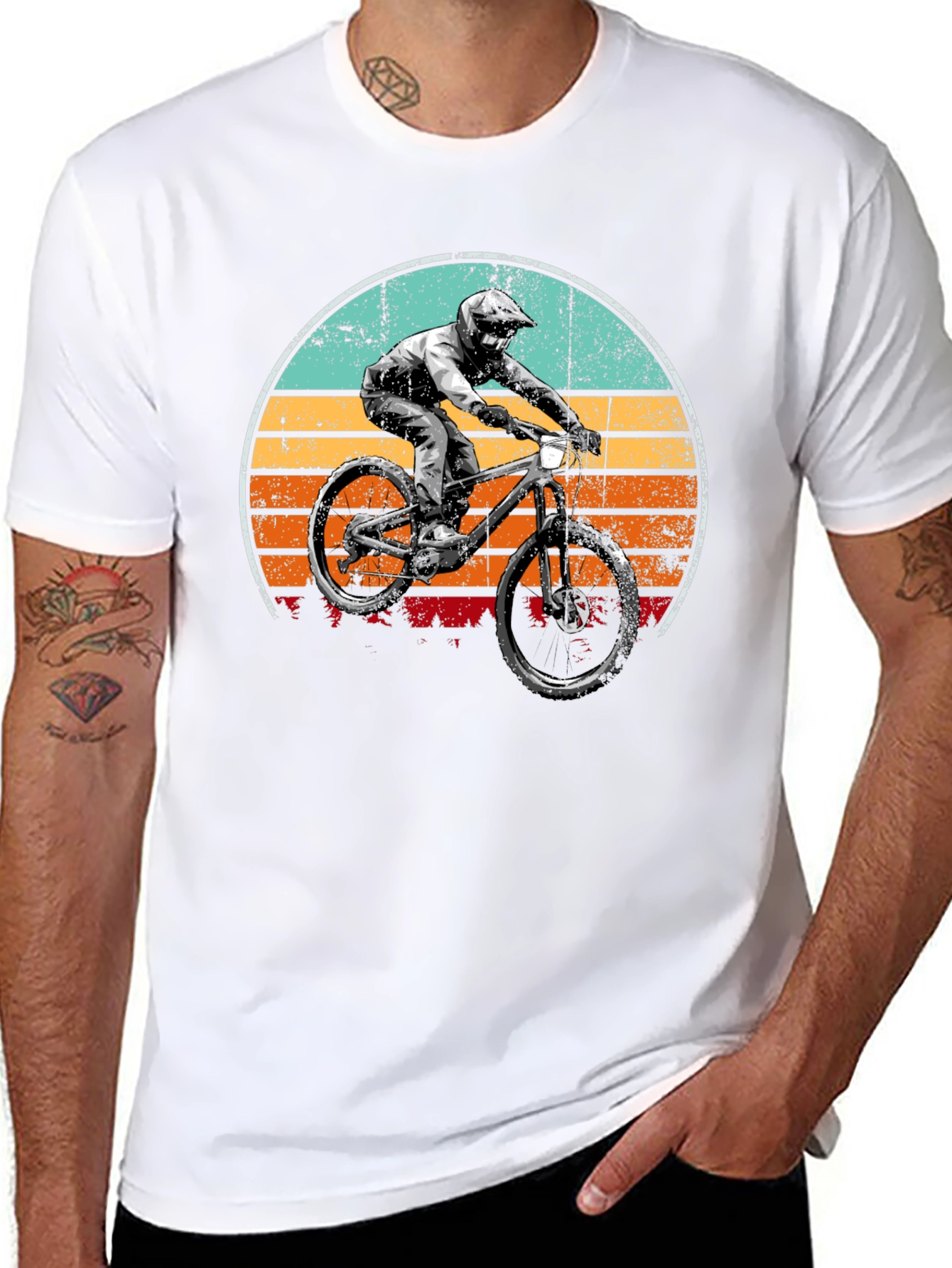 Mountain Bike Sunset Graphic T-Shirt