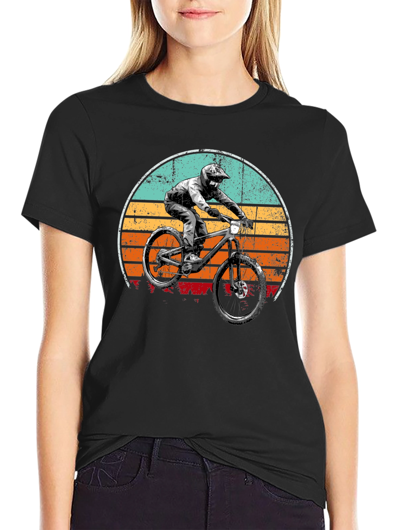 Mountain Bike Sunset Graphic T-Shirt