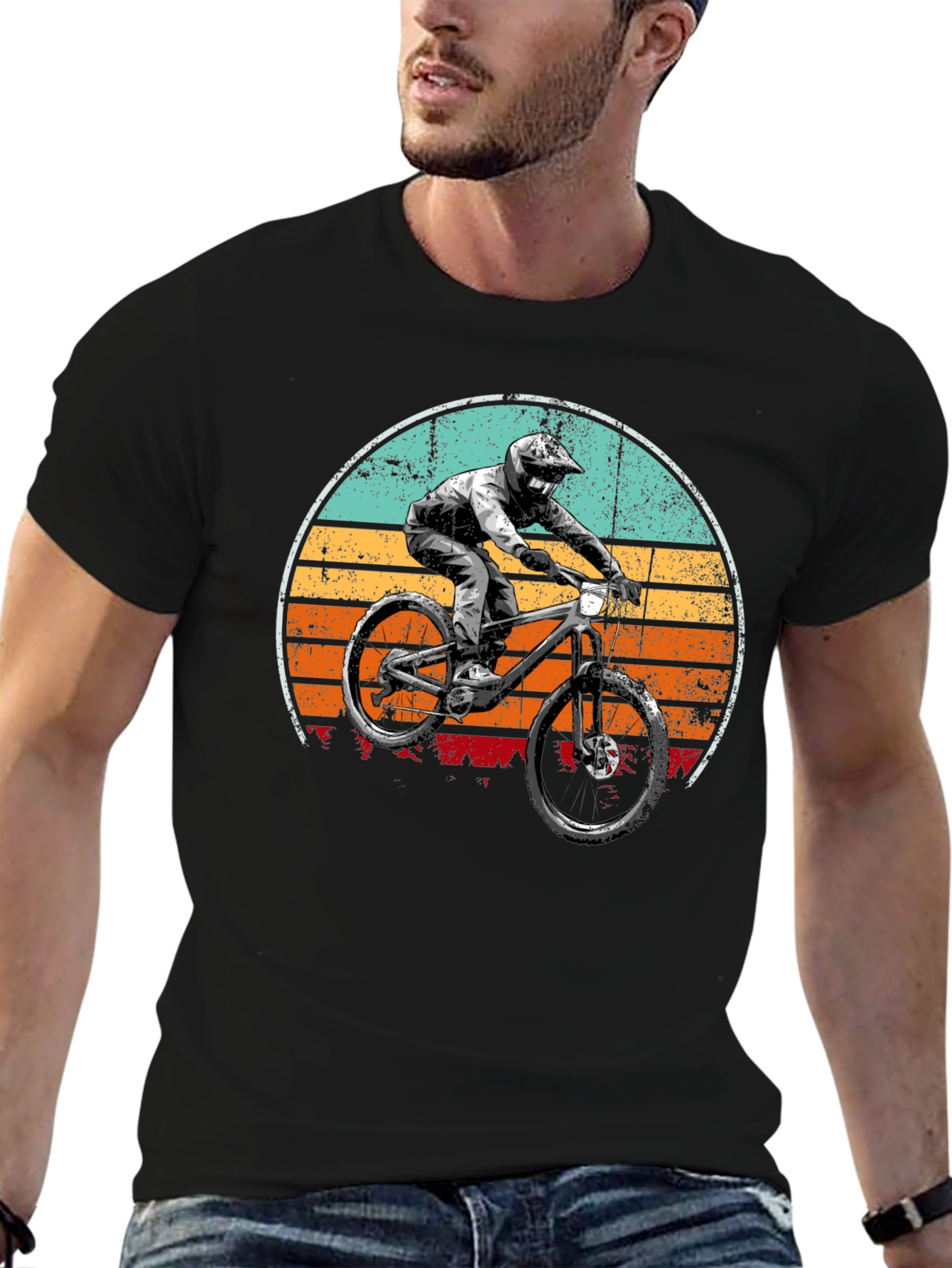 Mountain Bike Sunset Graphic T-Shirt