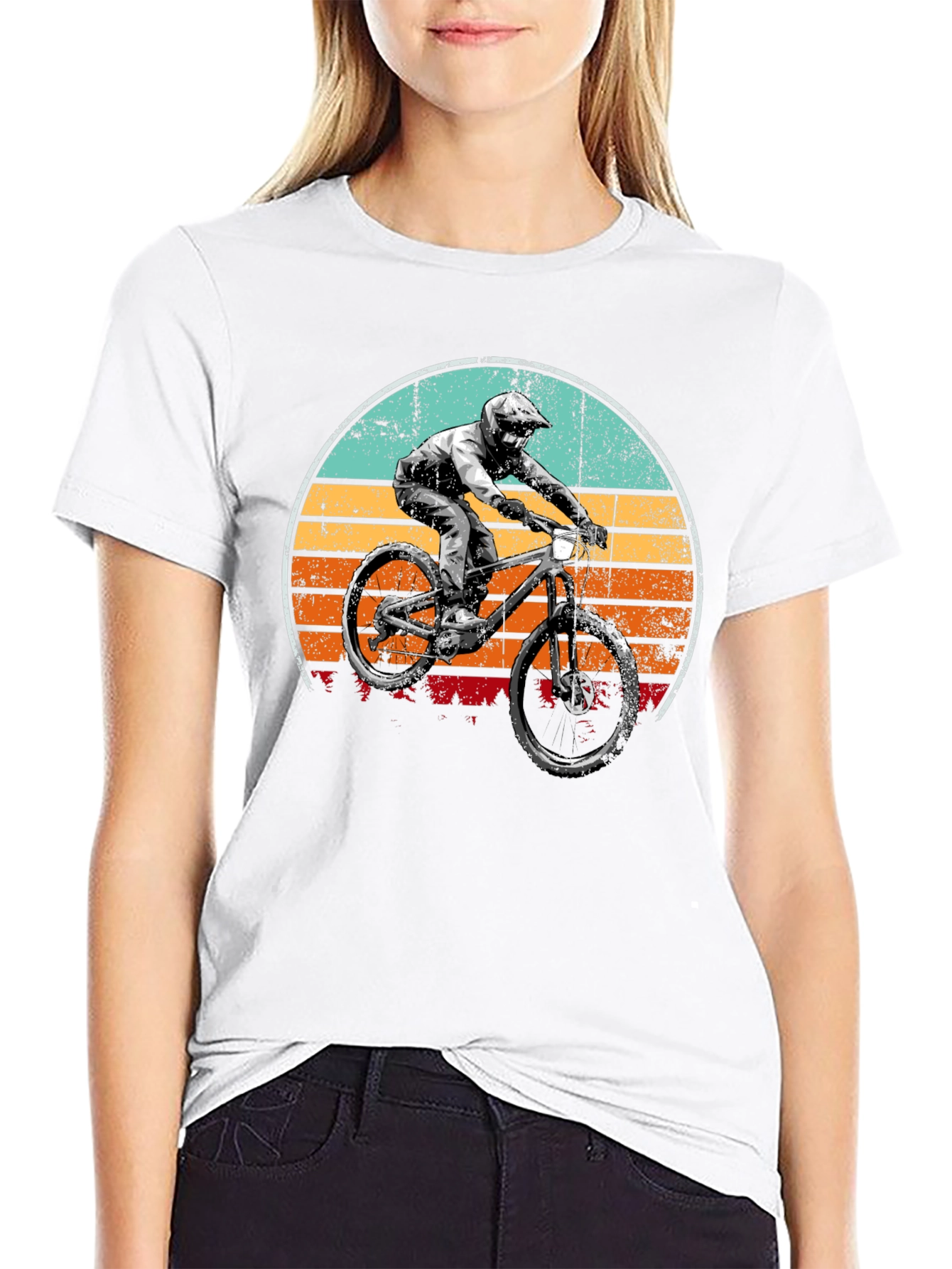 Mountain Bike Sunset Graphic T-Shirt