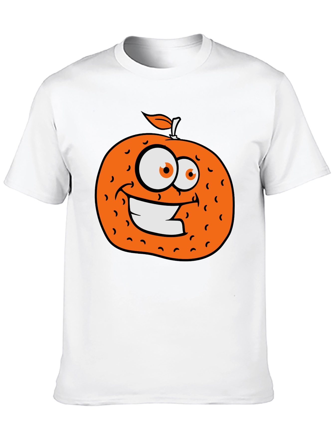 Orange Cartoon Graphic Black T-Shirt