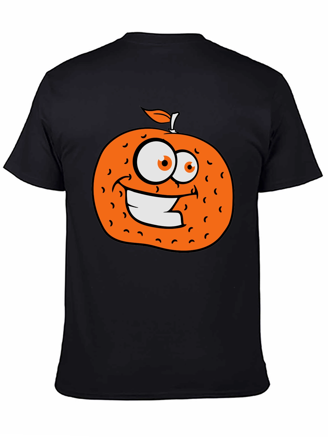 Orange Cartoon Graphic Black T-Shirt