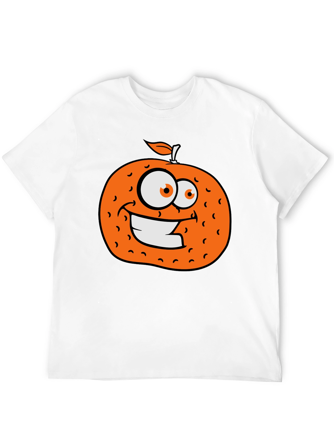 Orange Cartoon Graphic Black T-Shirt
