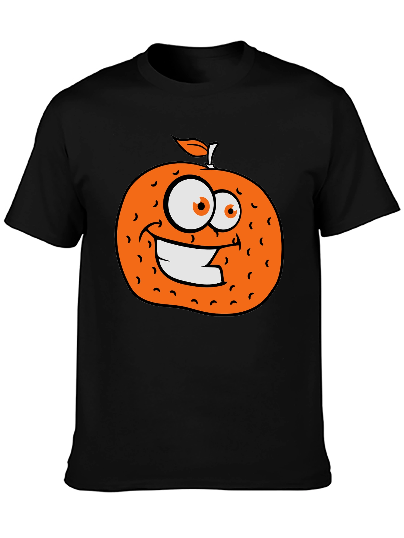 Orange Cartoon Graphic Black T-Shirt