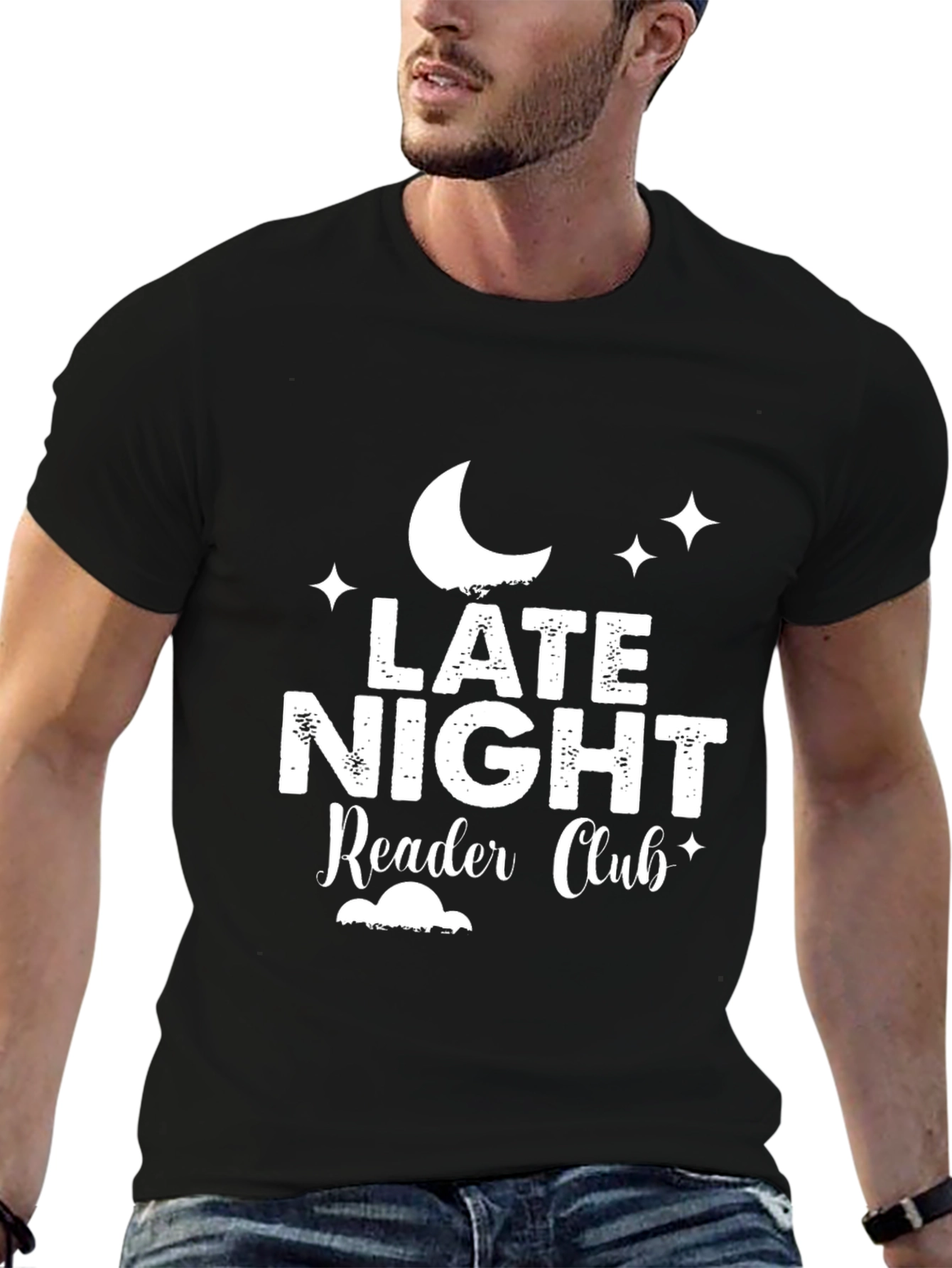 Late Night Reader Club Black Graphic T-Shirt