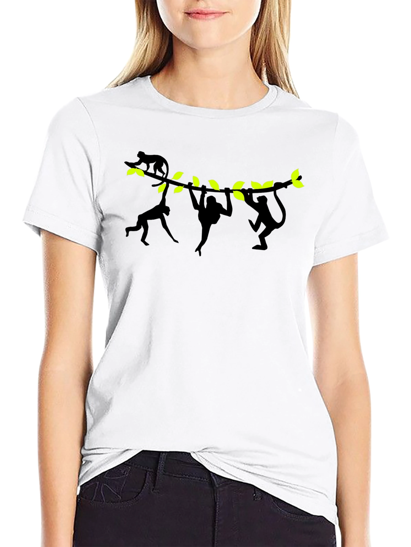 Monkeying Around Black Graphic T-Shirt