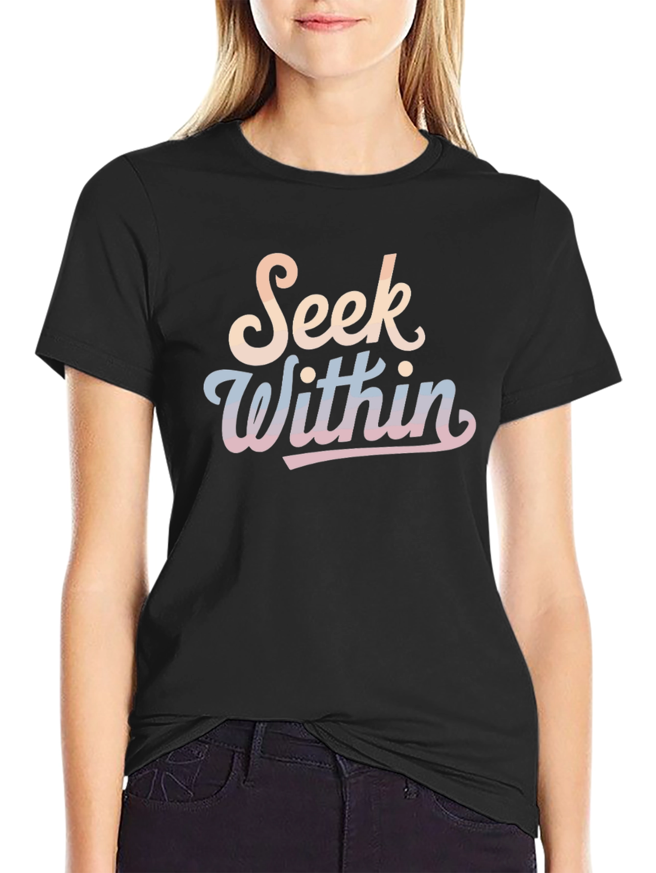 Seek Within Graphic T-Shirt - Black Crew Neck Tee
