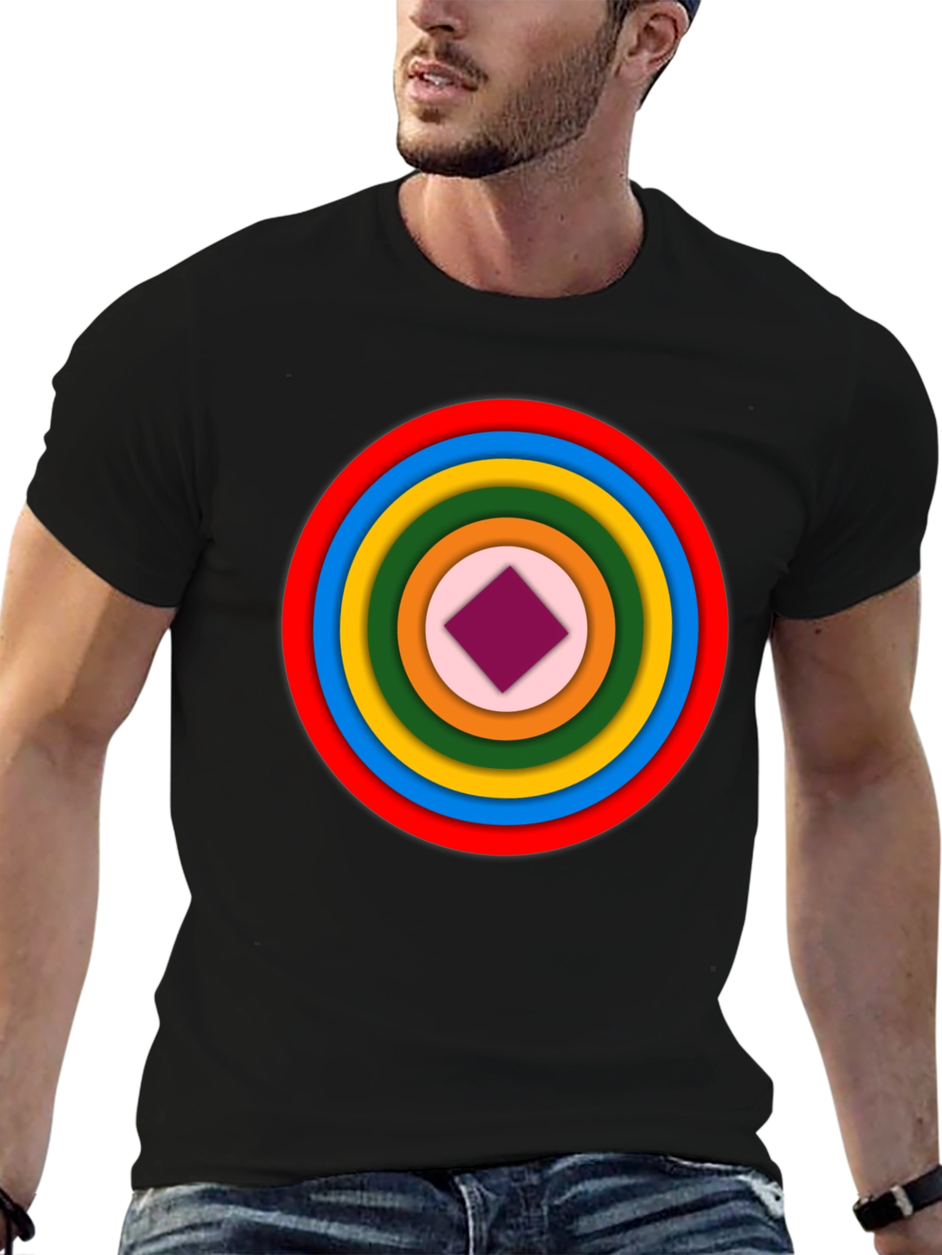 Geometric Circle Graphic Tee - Modern Style