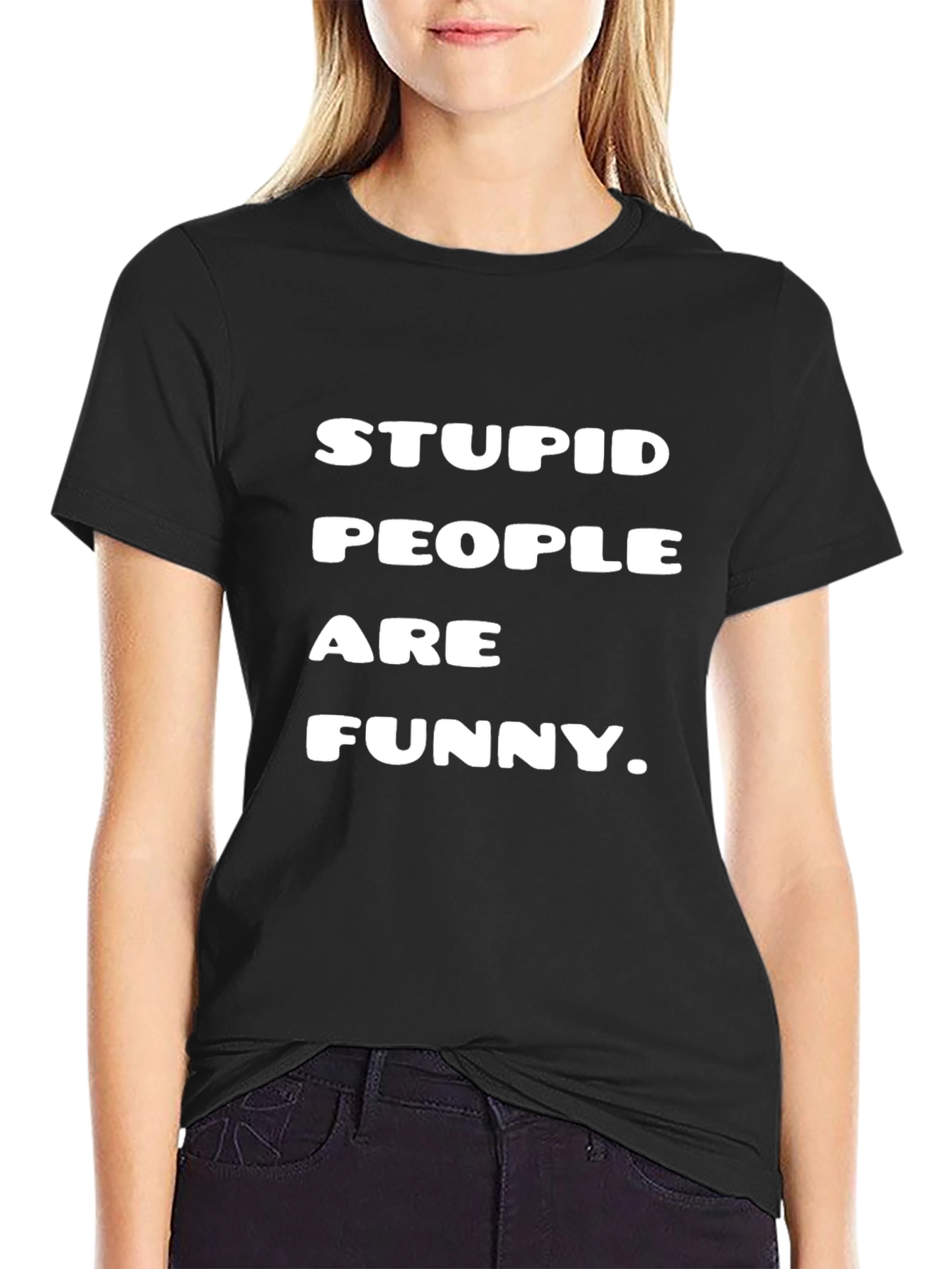 Stupid People Are Funny Black Graphic Tee