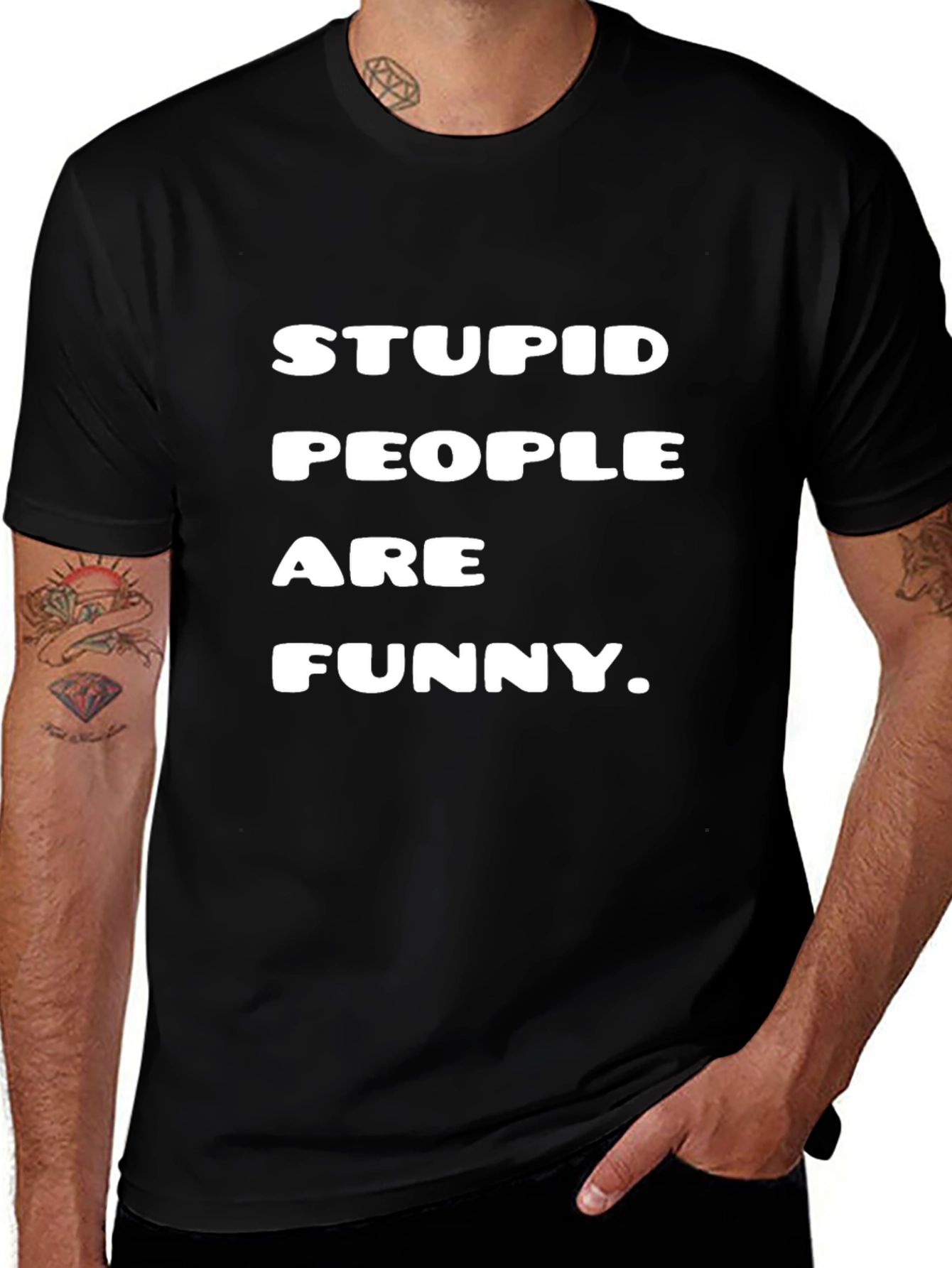 Stupid People Are Funny Black Graphic Tee