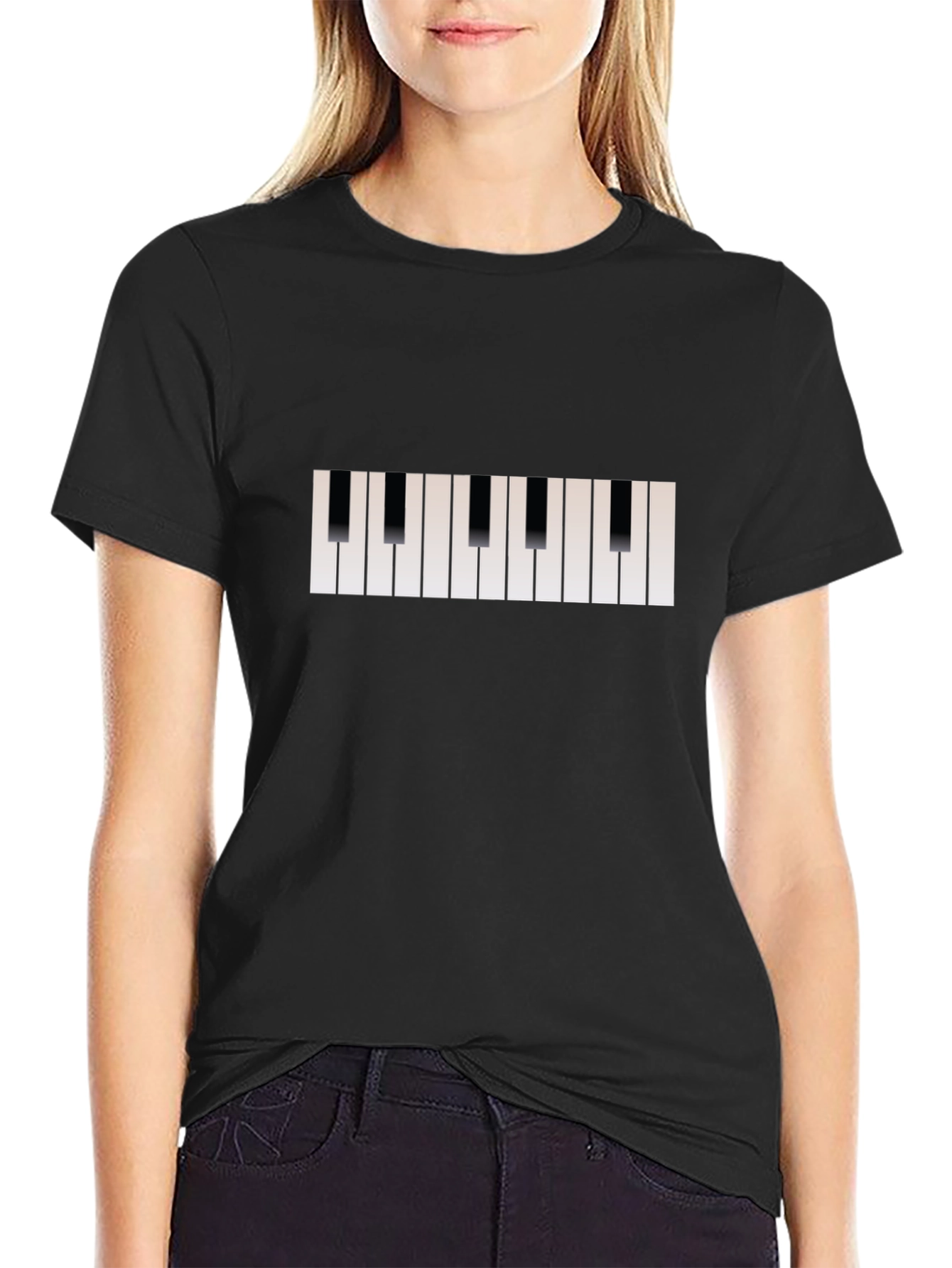 Piano Keys T-Shirt - Black Cotton Musical Tee