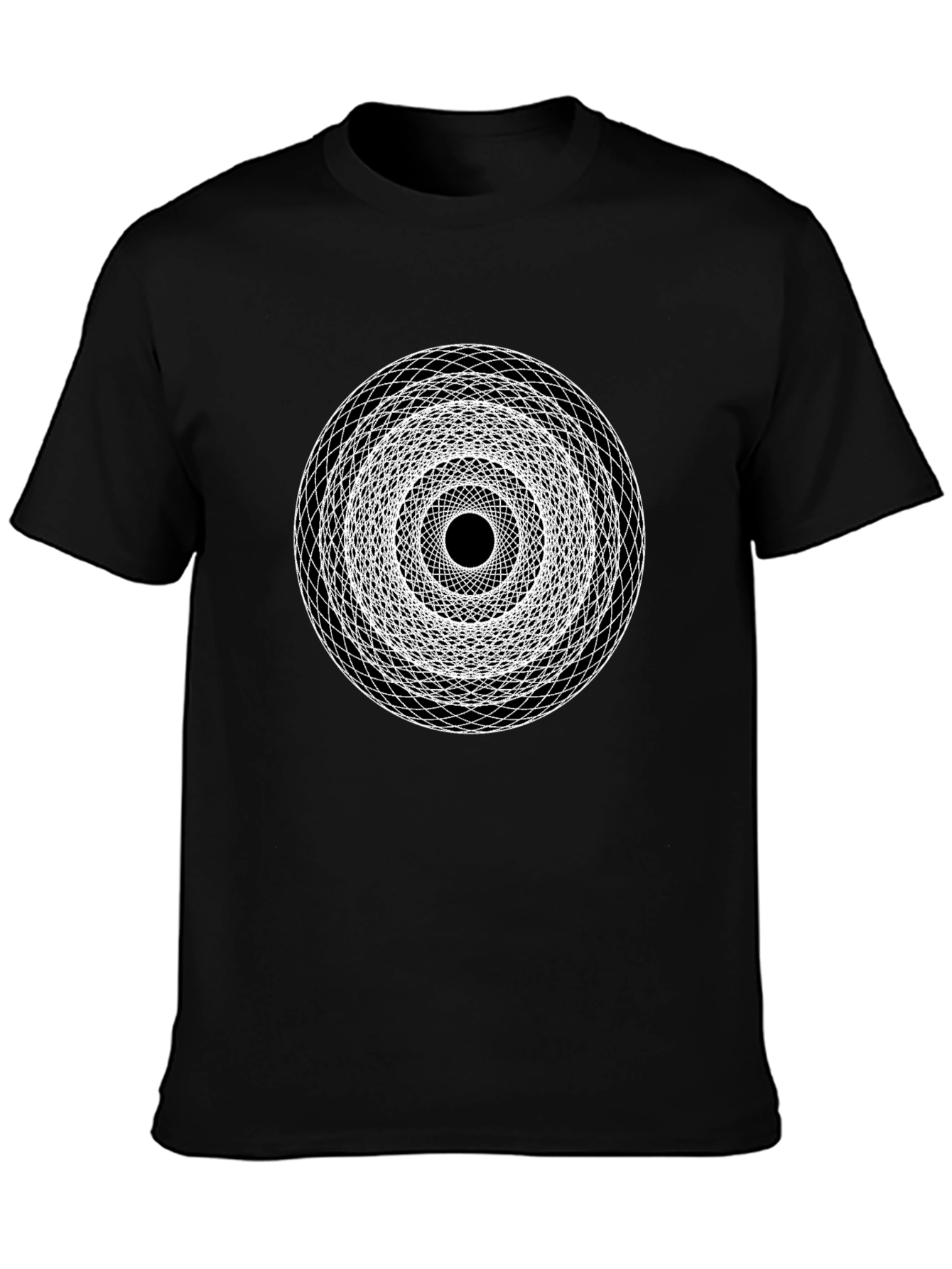 Geometric Circle Graphic Print Black T-Shirt