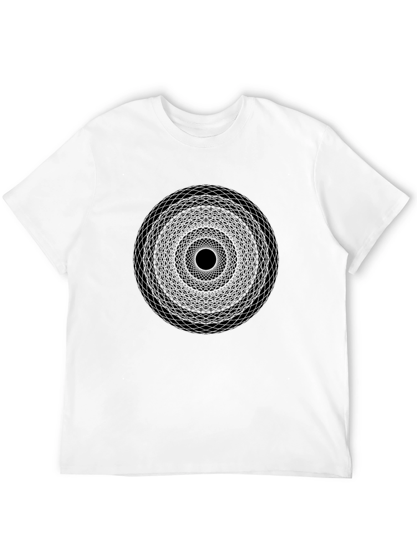 Geometric Circle Graphic Print Black T-Shirt