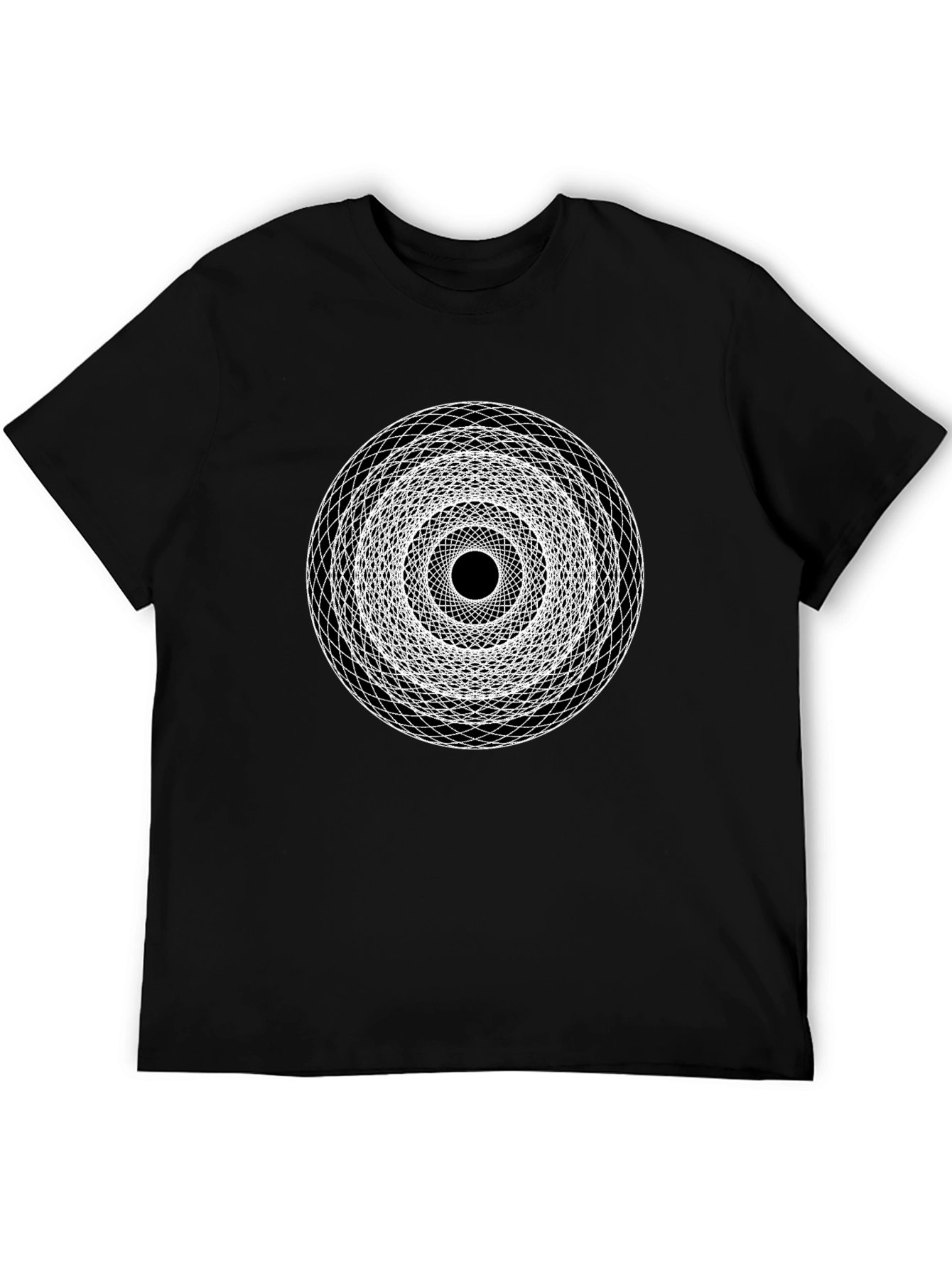 Geometric Circle Graphic Print Black T-Shirt