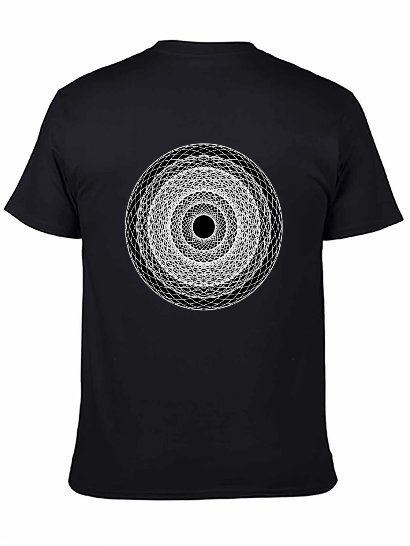 Geometric Circle Graphic Print Black T-Shirt