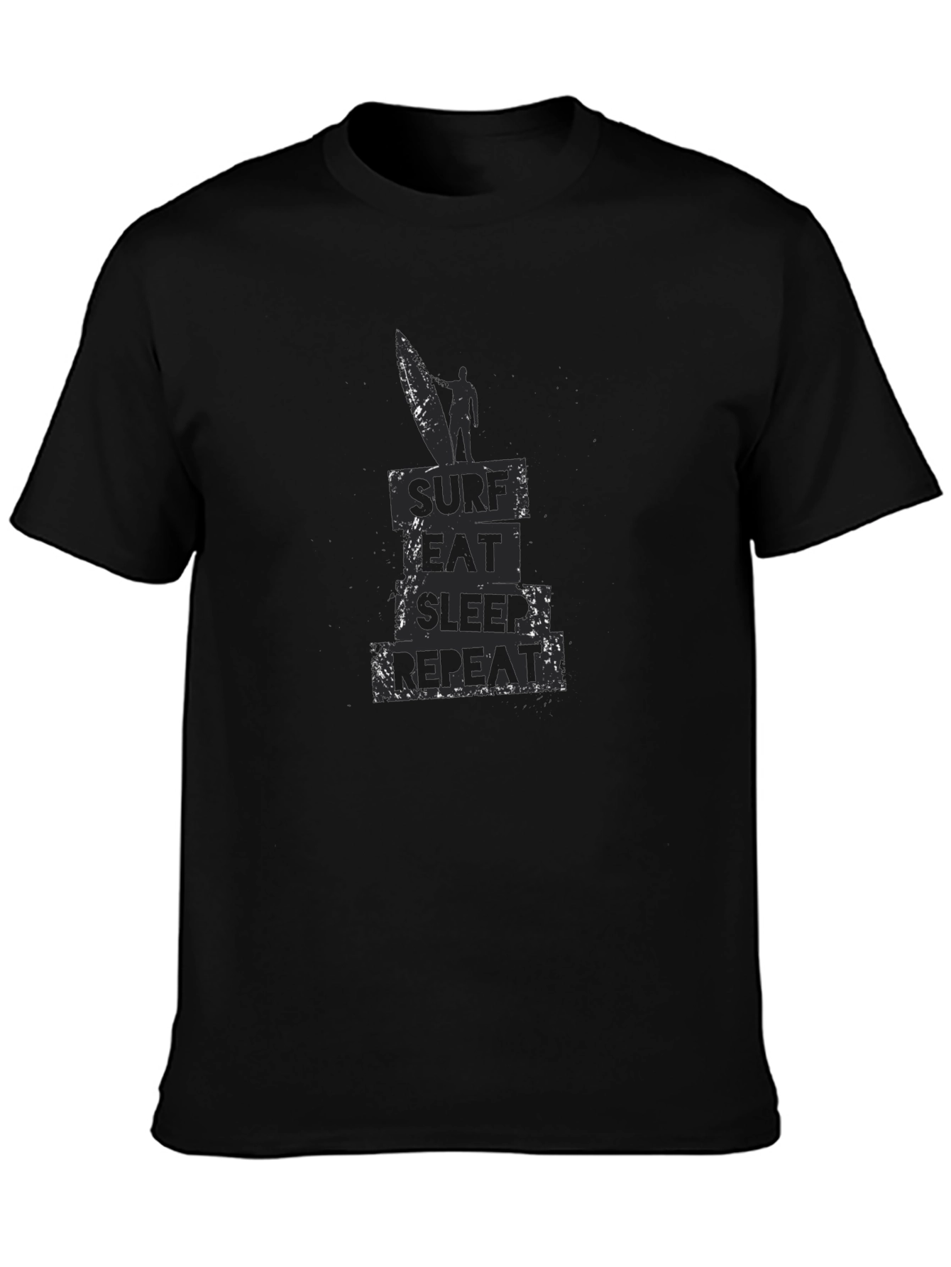 Surf Eat Sleep Repeat Black Graphic T-Shirt