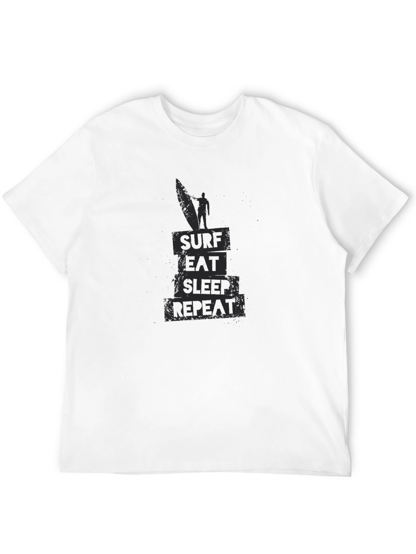 Surf Eat Sleep Repeat Black Graphic T-Shirt