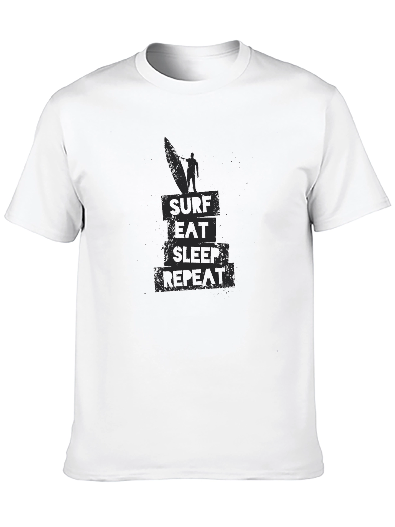 Surf Eat Sleep Repeat Black Graphic T-Shirt