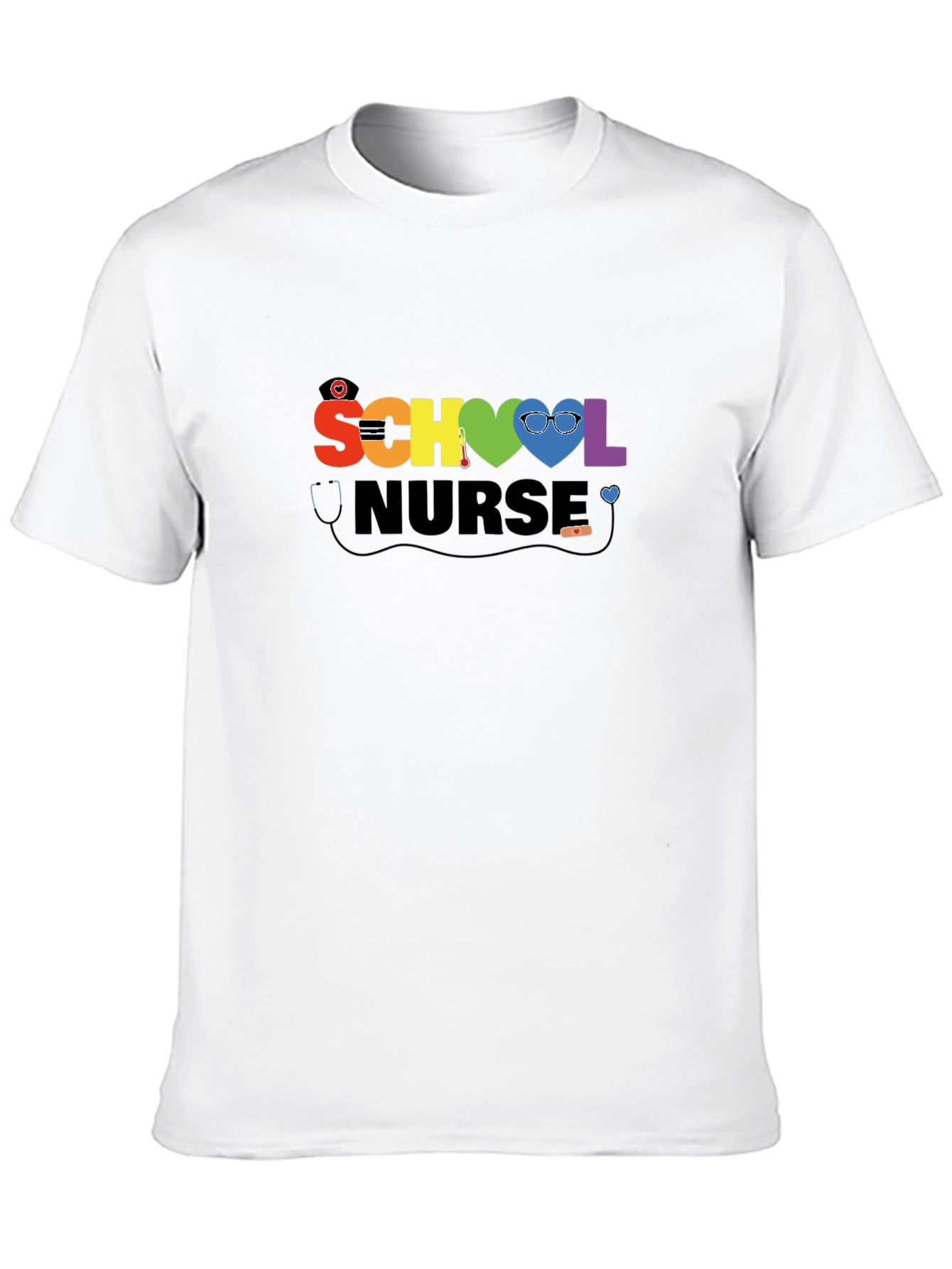 School Nurse Rainbow Heart T-Shirt