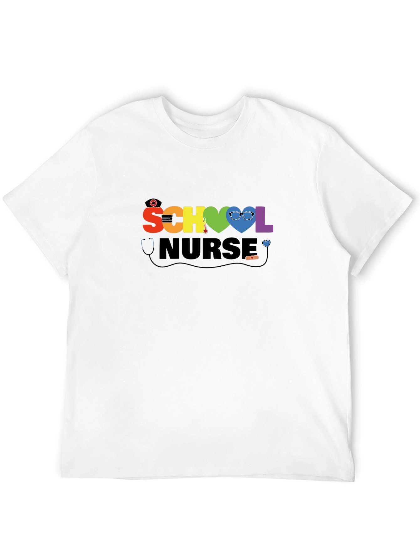 School Nurse Rainbow Heart T-Shirt