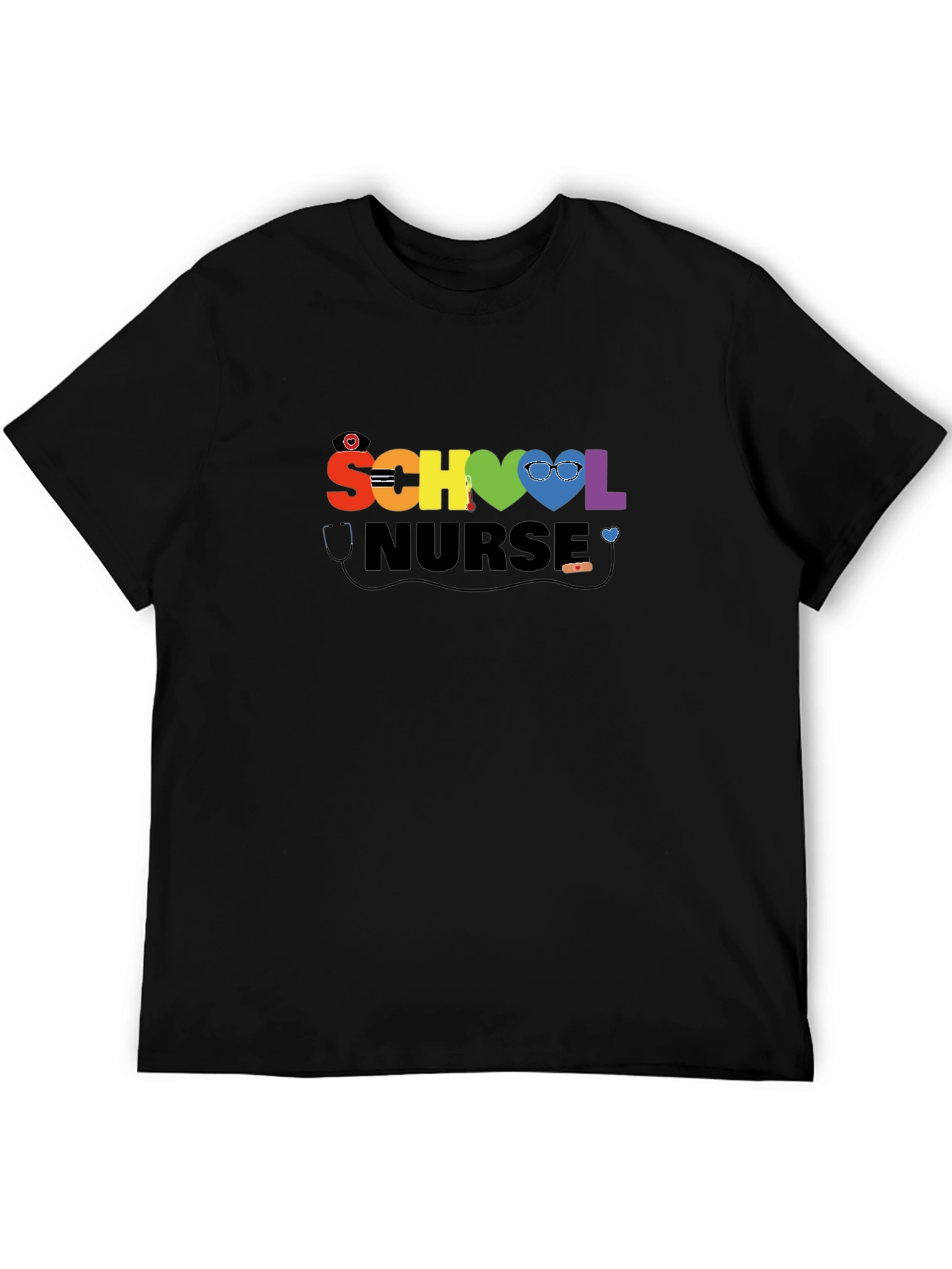 School Nurse Rainbow Heart T-Shirt