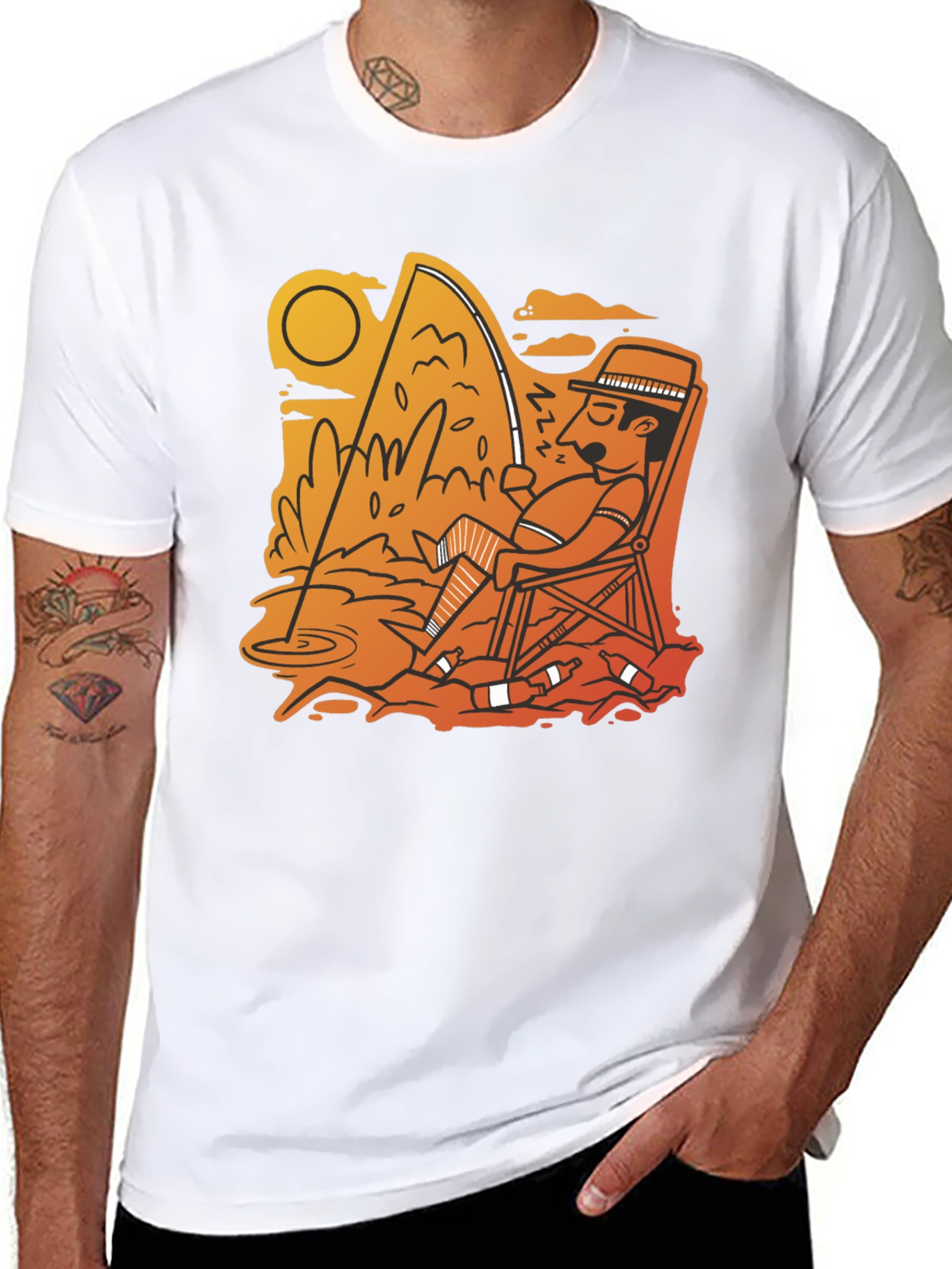 Fishing Time Black T-Shirt Casual Tee