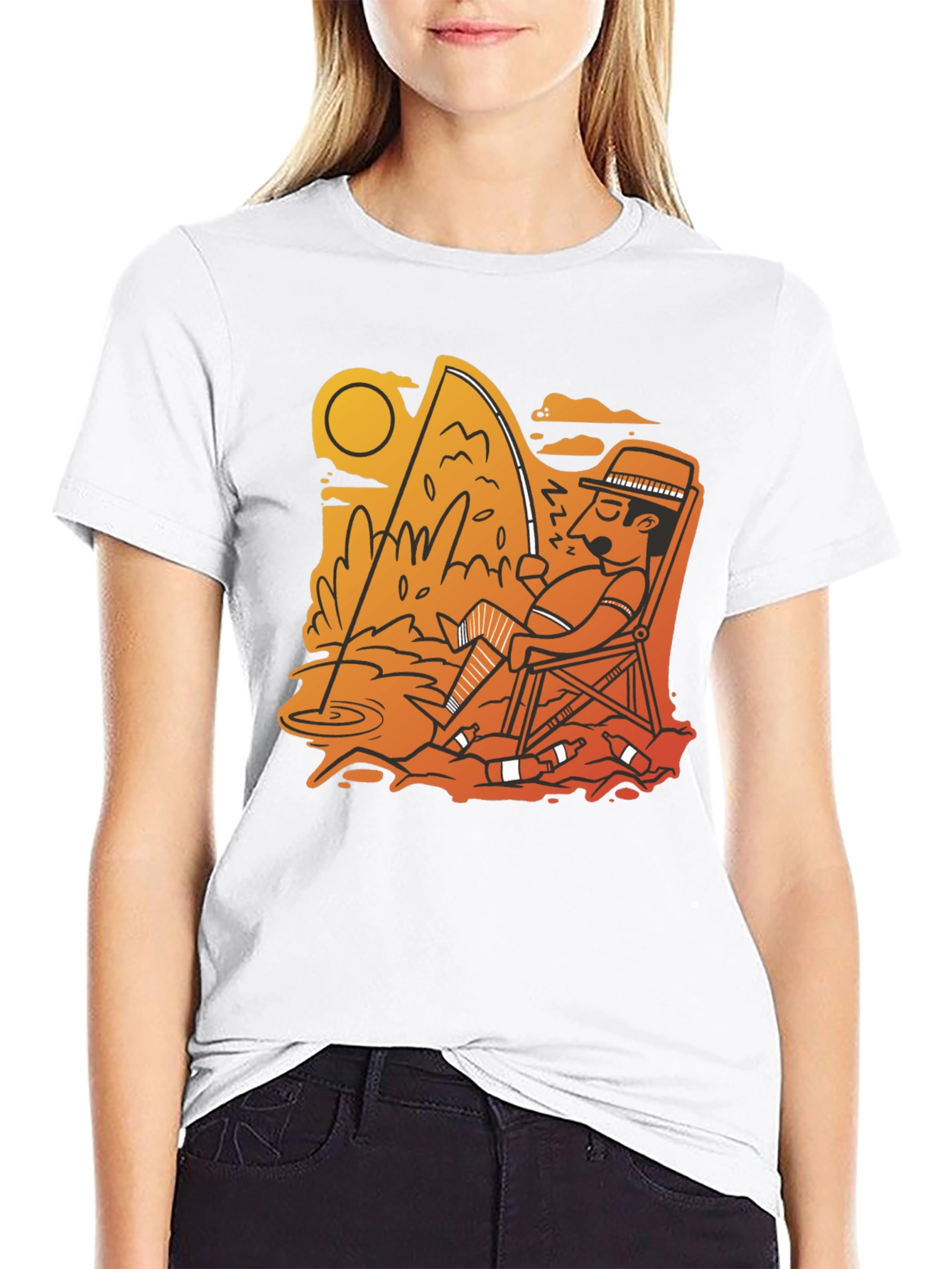 Fishing Time Black T-Shirt Casual Tee