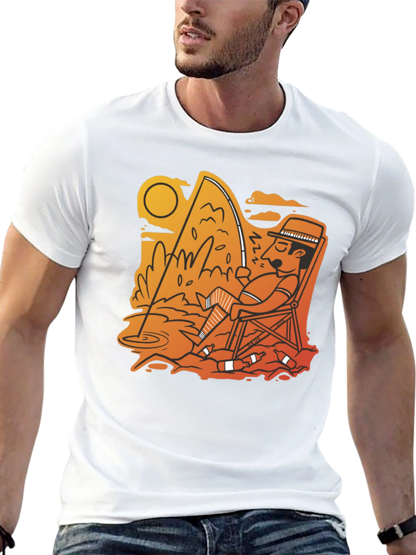 Fishing Time Black T-Shirt Casual Tee