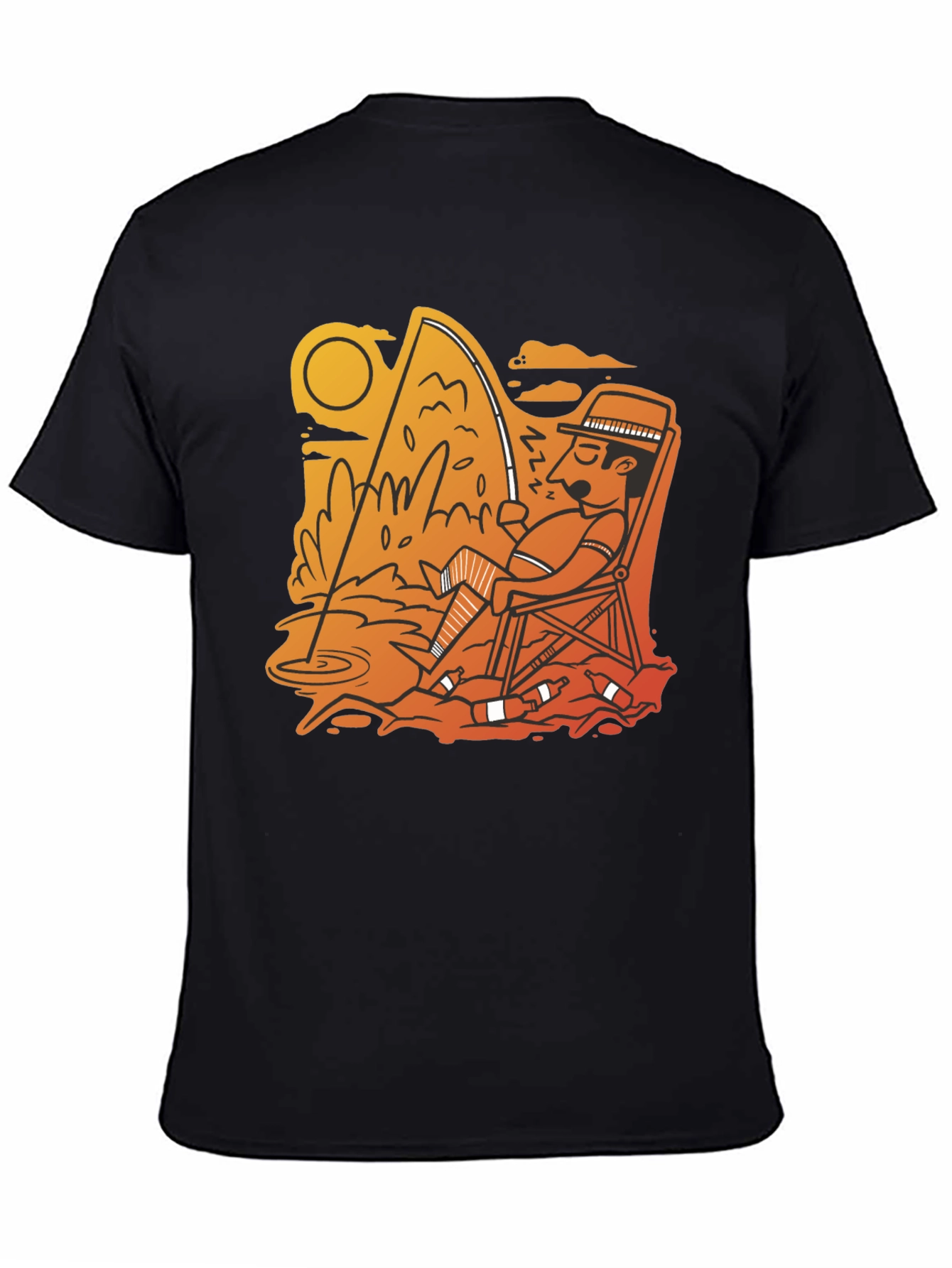 Fishing Time Black T-Shirt Casual Tee
