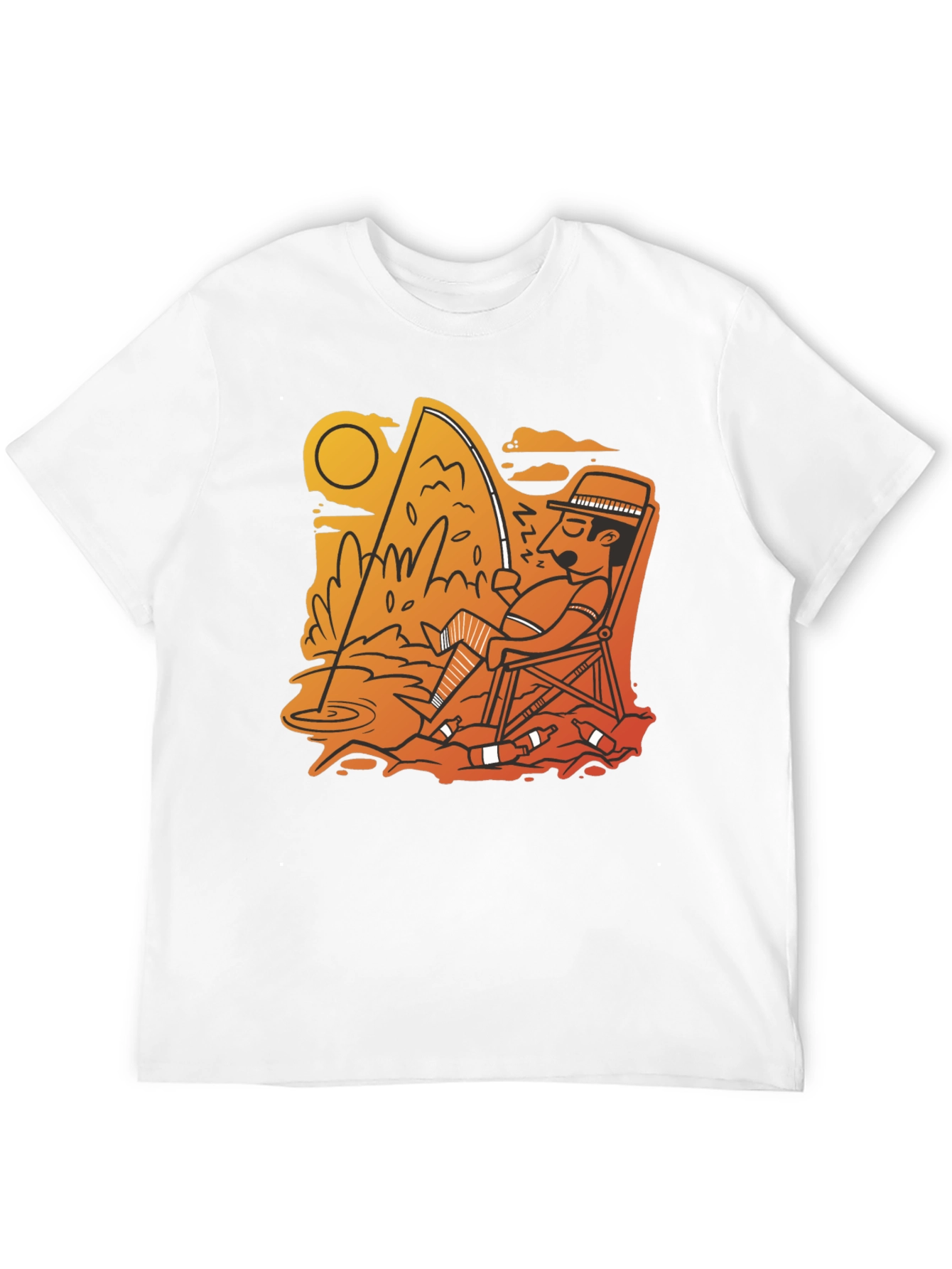 Fishing Time Black T-Shirt Casual Tee