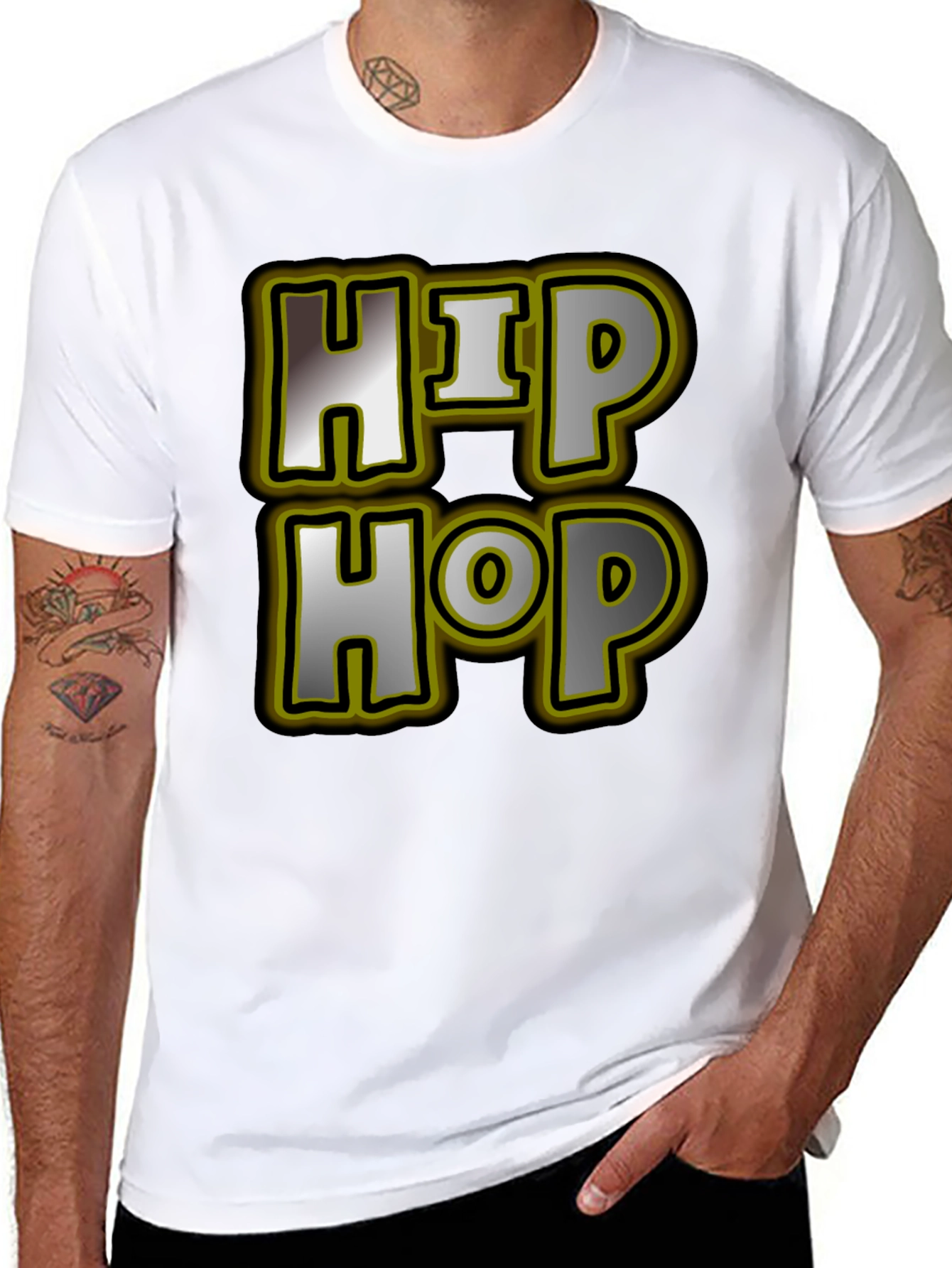 Hip Hop Graphic Tee - Mens Black T-Shirt