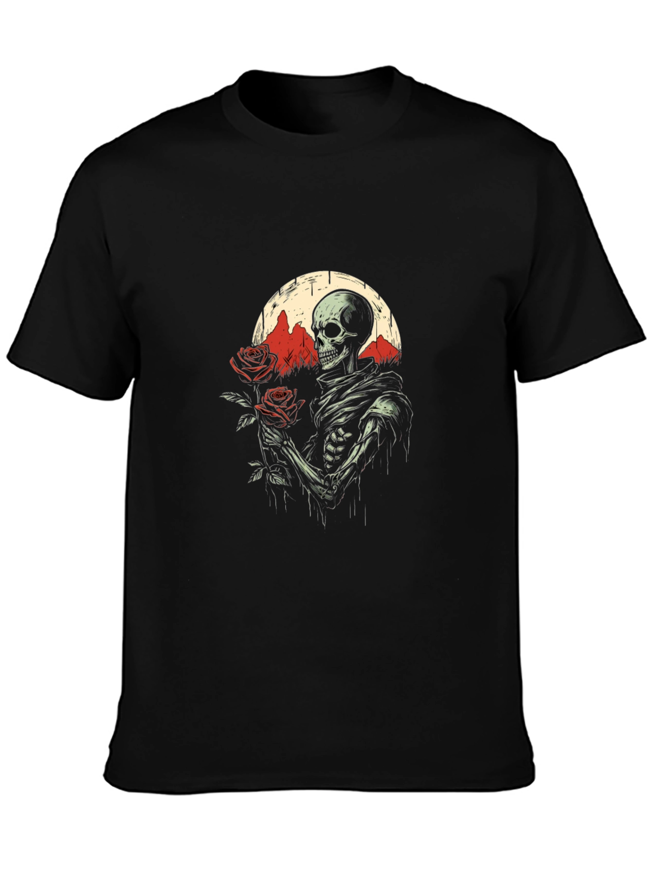 Grim Romance T-Shirt: Skeleton with Roses