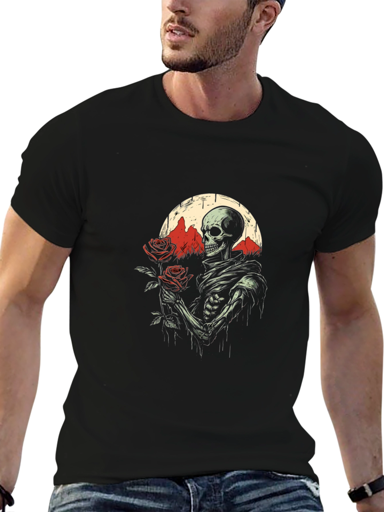 Grim Romance T-Shirt: Skeleton with Roses