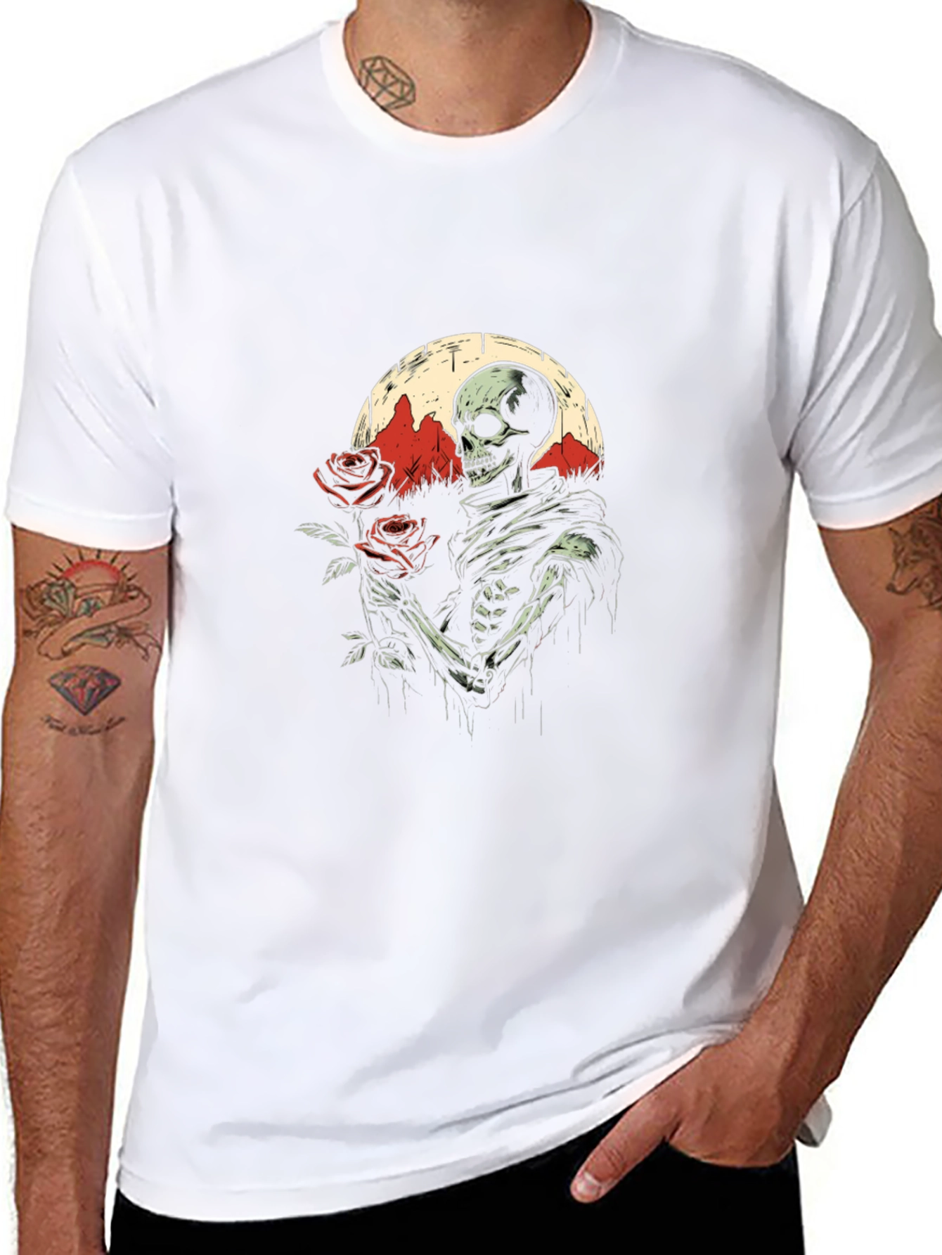 Grim Romance T-Shirt: Skeleton with Roses