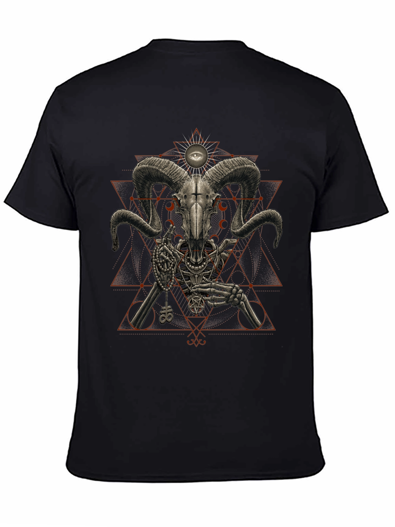 Occult Ram Skull Graphic Tee - Black T-Shirt