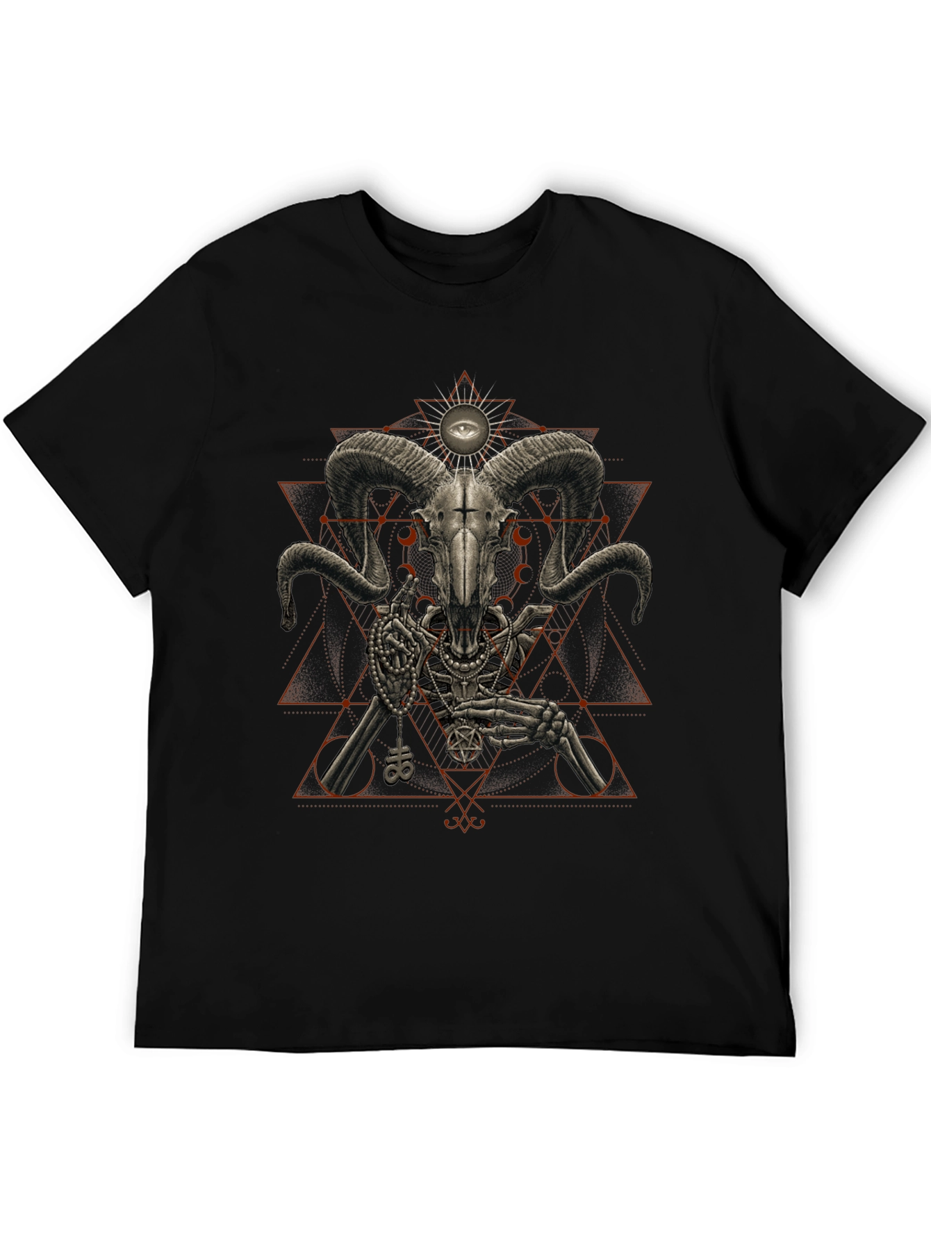 Occult Ram Skull Graphic Tee - Black T-Shirt