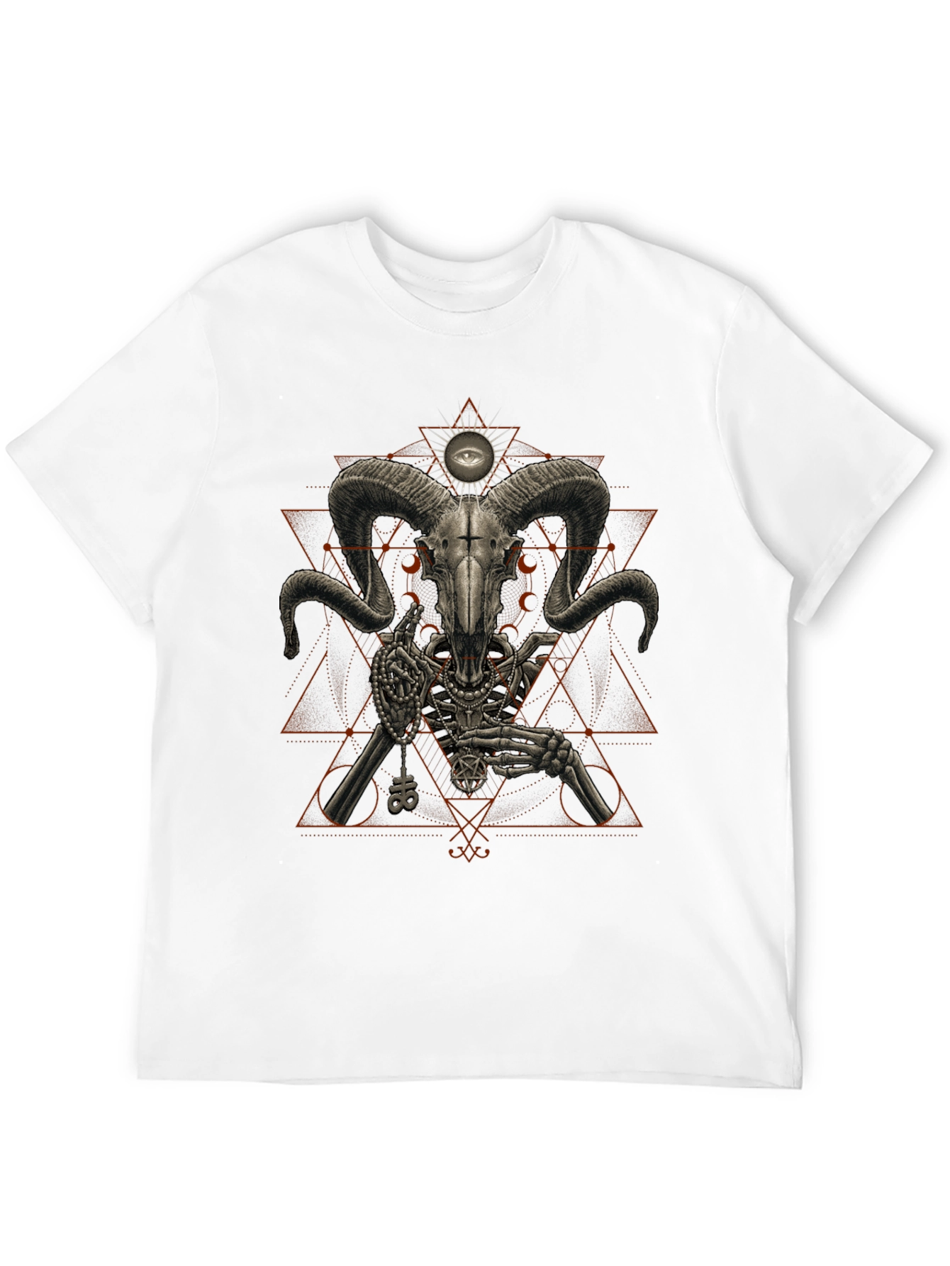 Occult Ram Skull Graphic Tee - Black T-Shirt